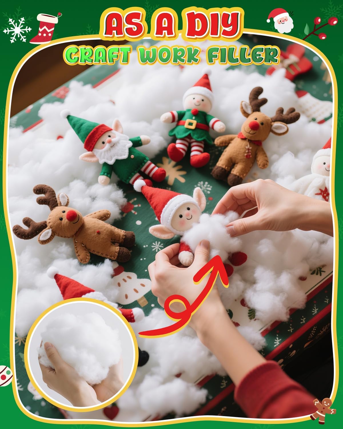 Skiennix Fluffy Fake Snow | 35.27oz Cotton Artificial Snow for Christmas Decor & Village