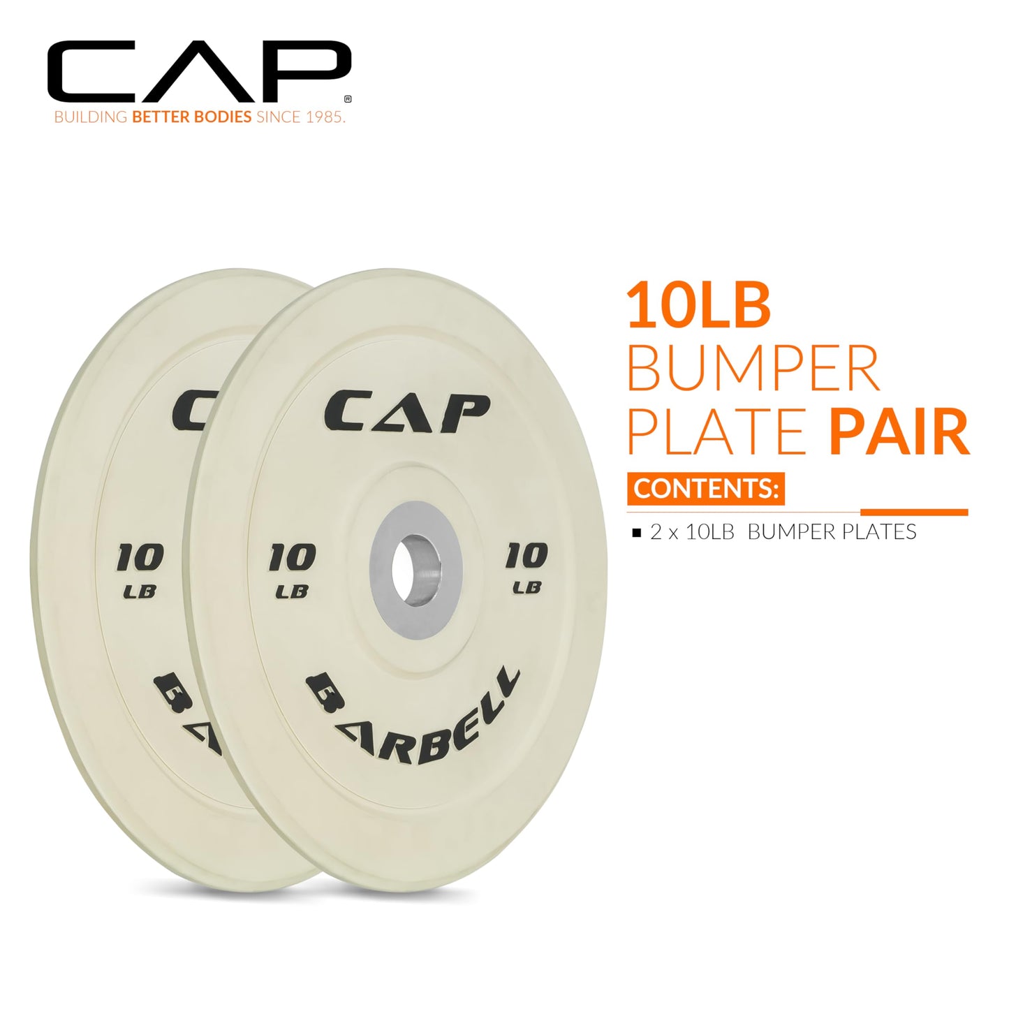 CAP Barbell Competition Olympic Bumper Plate Set, White, 10 lb Pair