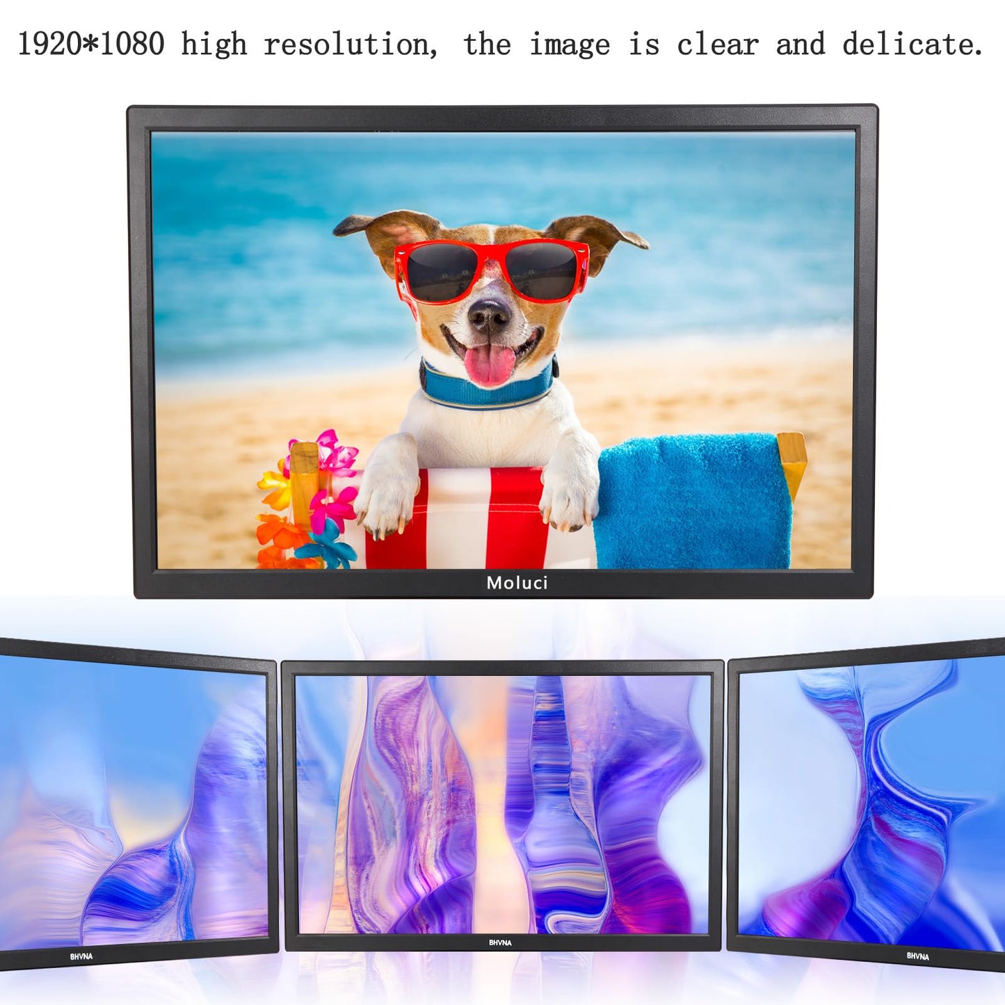 Collusa 24inch Monitoring Security Camera Monitor Display Screen Multifunctional Interface HDMI, BNC, VGA, AV, Computer LCD Monitor Built-in Speaker 1920x1080 Full HD