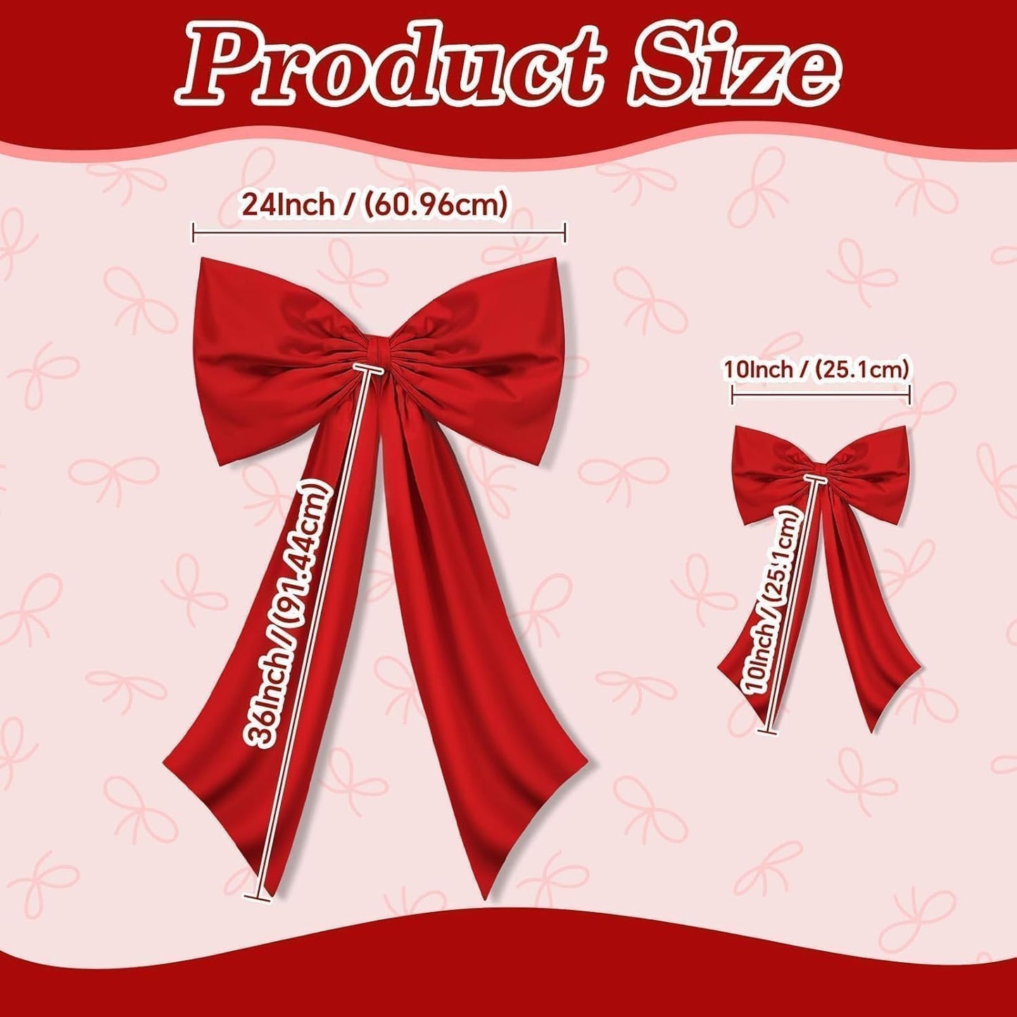 Red Bow Decor | 2 Pack Large & Small Coquette Wall Backdrop for Valentine's Day & Weddings