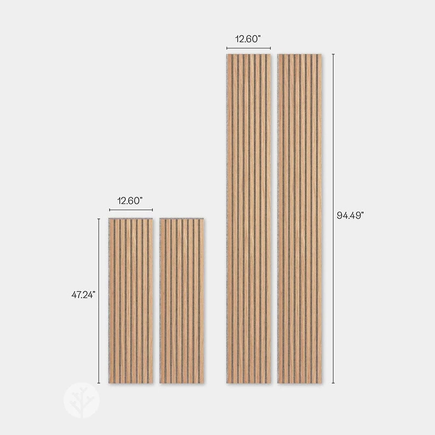 WVH Luxury American Oak Grey Felt Acoustic Slat Wood Wall Panels, Measures 47.24" x 25.20", Premium Finish, Interior Decor for Walls & Ceilings, Noise Cancelling & Sound Absorbing for Home, 2pcs