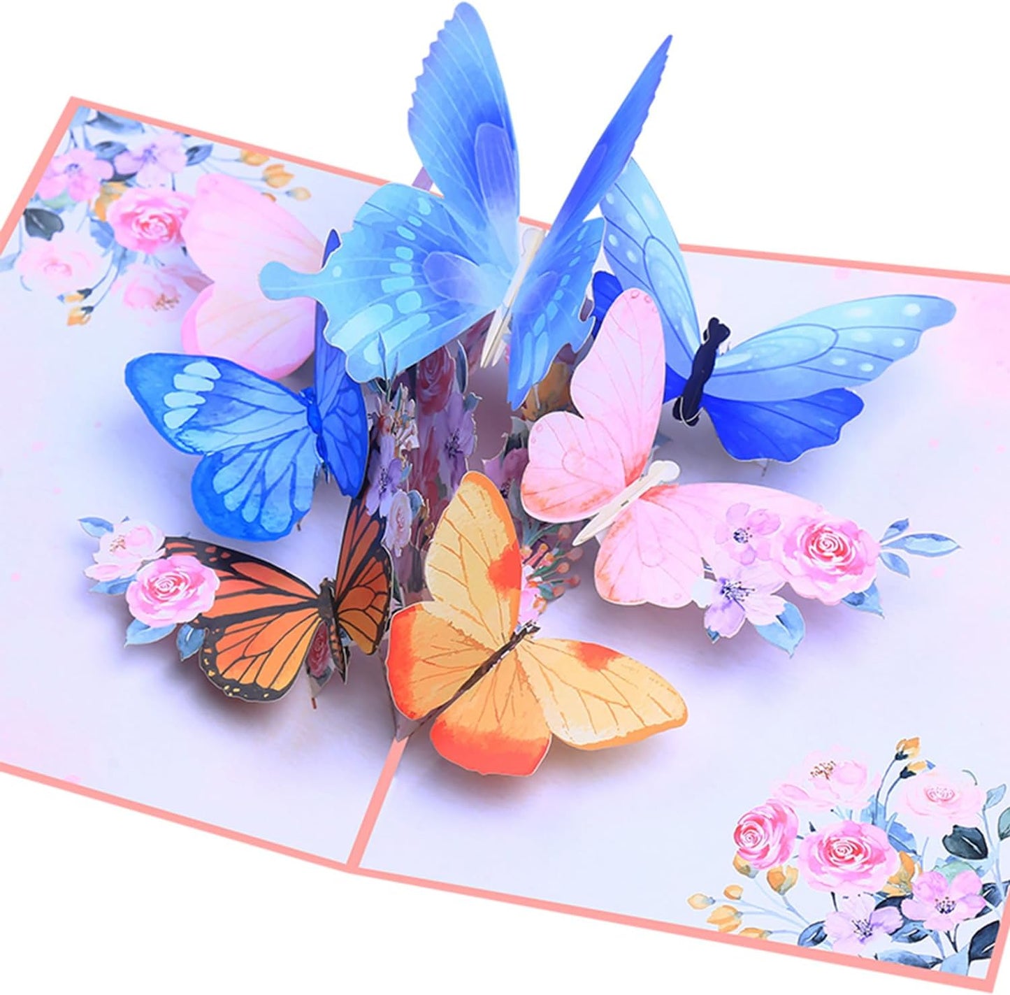 ROBBEAR 3D Butterfly & Flower Pop-Up Greeting Card - Handmade for Birthdays, Mother's Day & Anniversaries