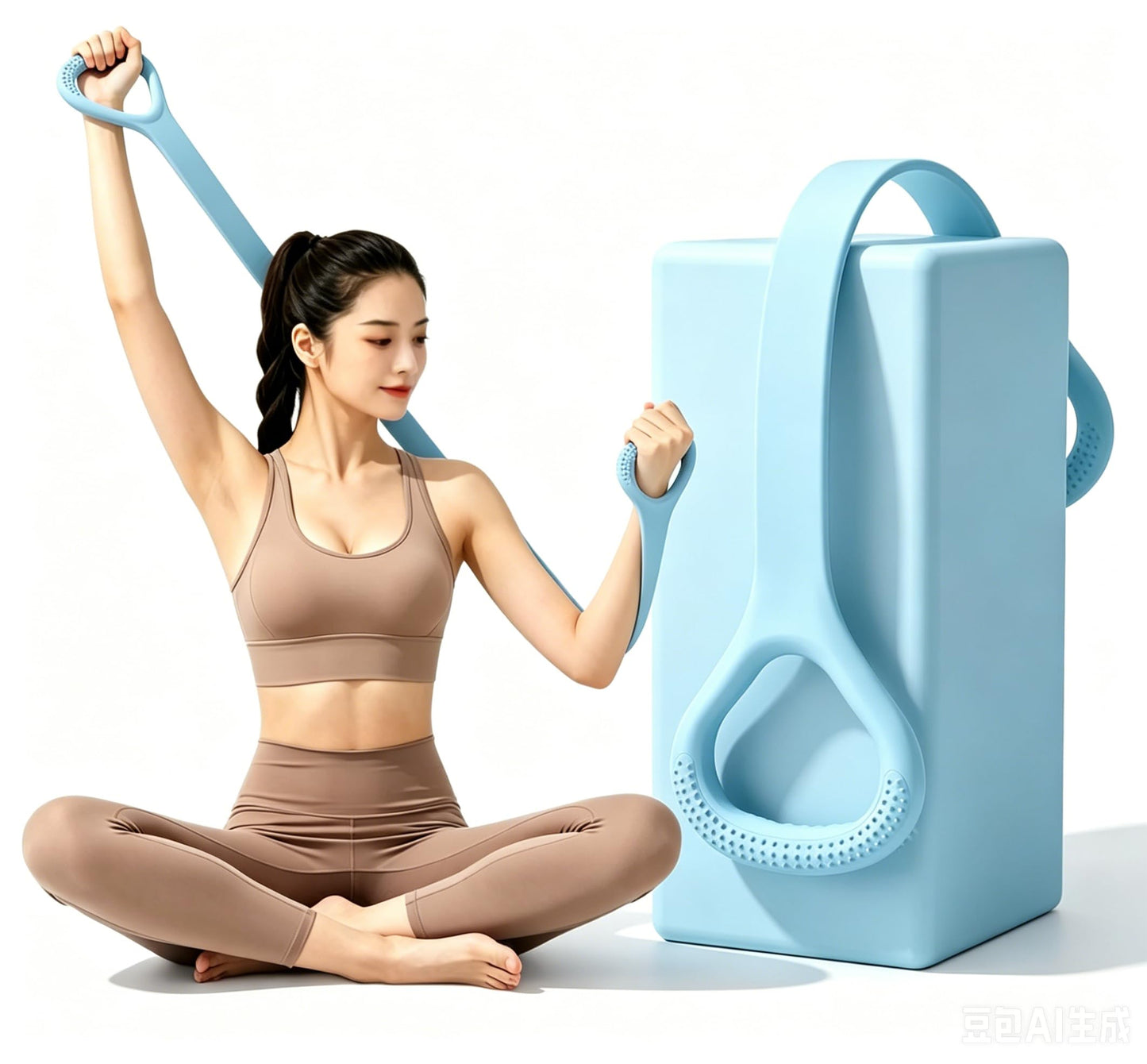 Cur8trend Figure 8 Resistance Bands with Handles - 20LB Silicone Exercise Bands for Full-Body Workout, Yoga & Stretching, Portable Fitness Equipment for Women and Men (Blue)