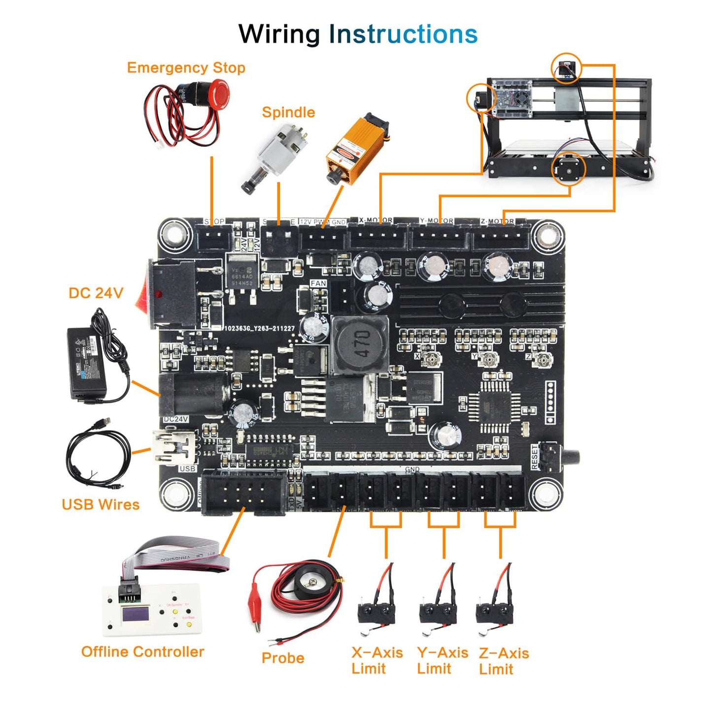 RATTMMOTOR DIY CNC Router Kit, 3 Axis Hobby CNC Router Machine GRBL Control, Plastic Acrylic PVC PCB Wood Mini Desktop Engraving Milling Carving Machine, Working Area 300x180x45mm