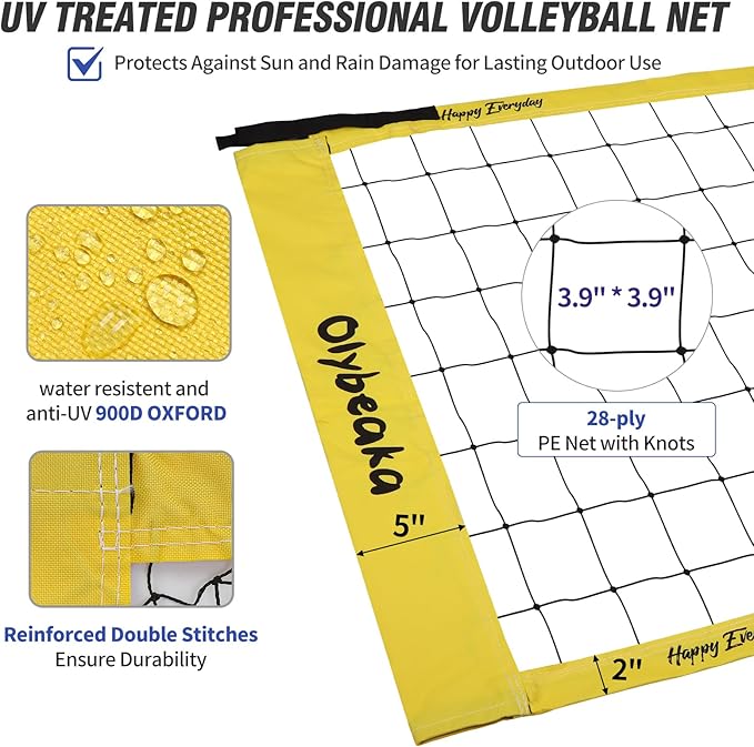 Outdoor Portable Volleyball Net Set for Backyard Beach with Adjustable Heavy Duty Poles, Durable Net, PU Volleyball & Pump, Carry Bag