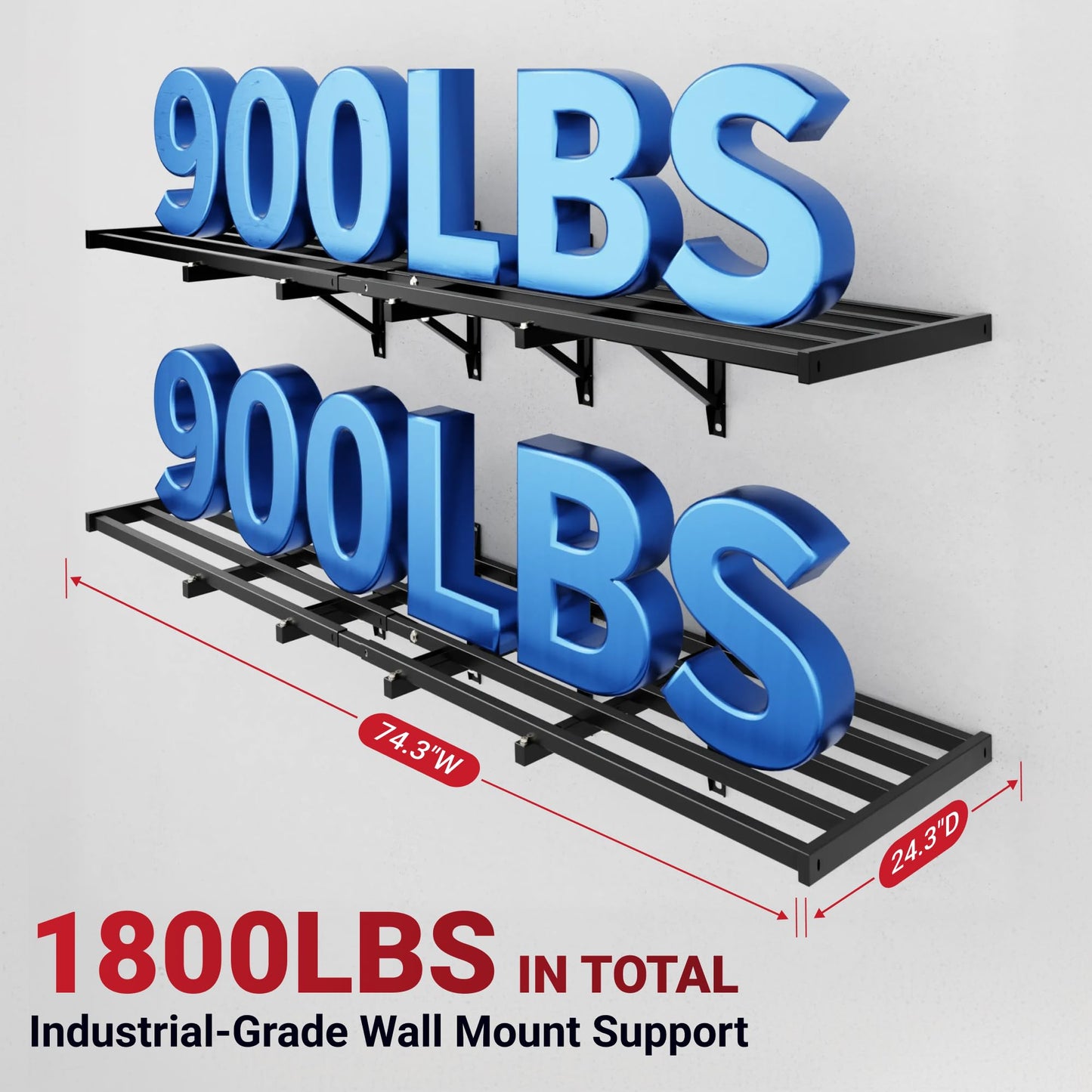 FLEXIMOUNTS Fold-Down 2x6ft Garage Wall Shelving, 2-Pack Heavy Duty Folding Garage Shelving Wall Mounted, 1800 lbs Capacity, Storage for Power Tools, Garden Supplies & Seasonal Storage, Lite Series