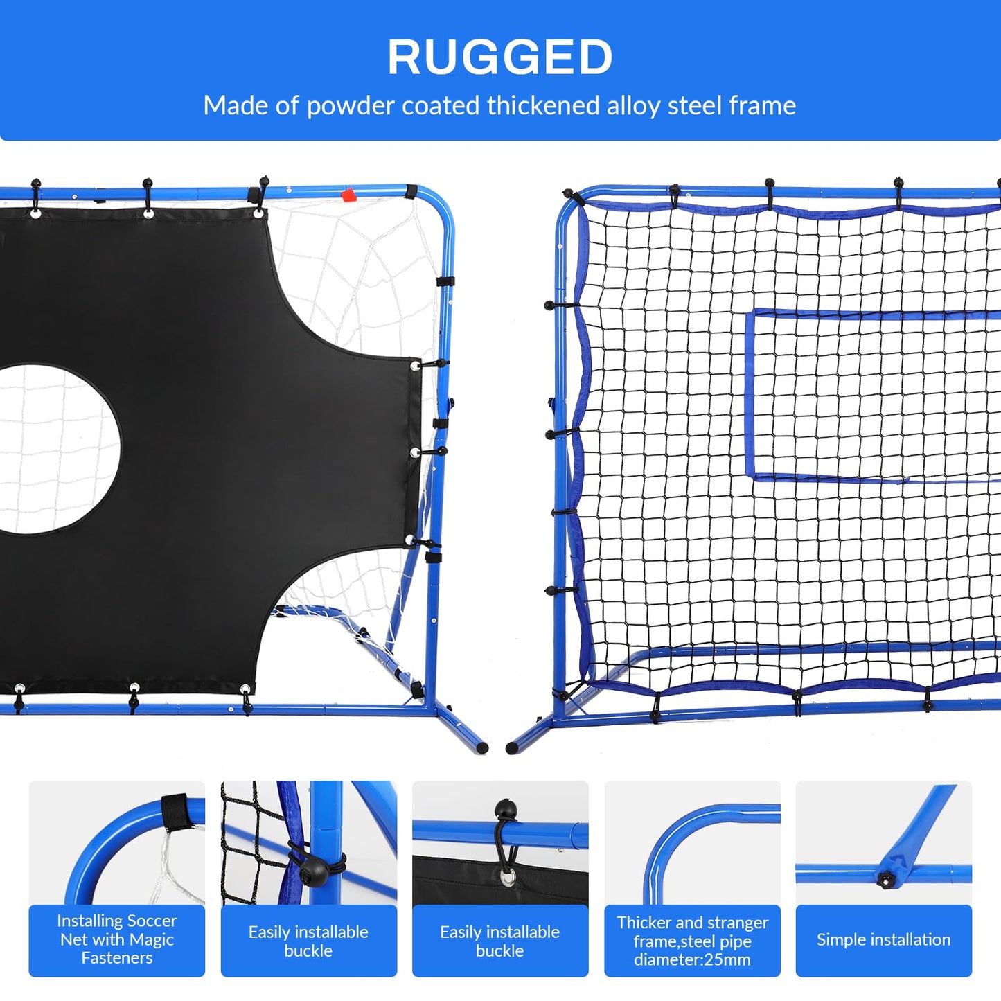 Soccer Goal 3-in-1, Tear-Resistant Target/Rebound Net, Precision & Corner Kick Training for Kids Teenagers Ball Control 6x4FT