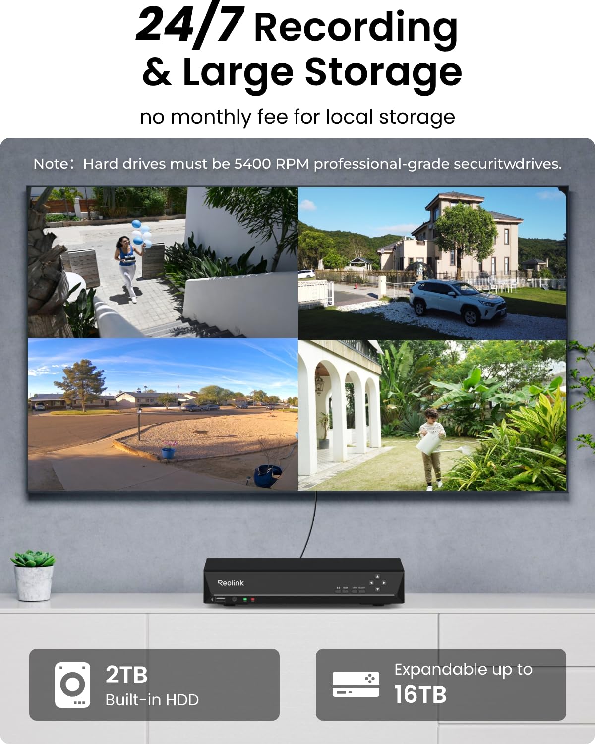 REOLINK 8CH 4K Security Camera System, 6pcs H.265 Bullet Wired PoE Cameras for Home Security Outdoors, Smart Person Vehicle Detection, 8CH NVR Recorder with 2TB HDD for 24-7 Recording, RLK8-800B6