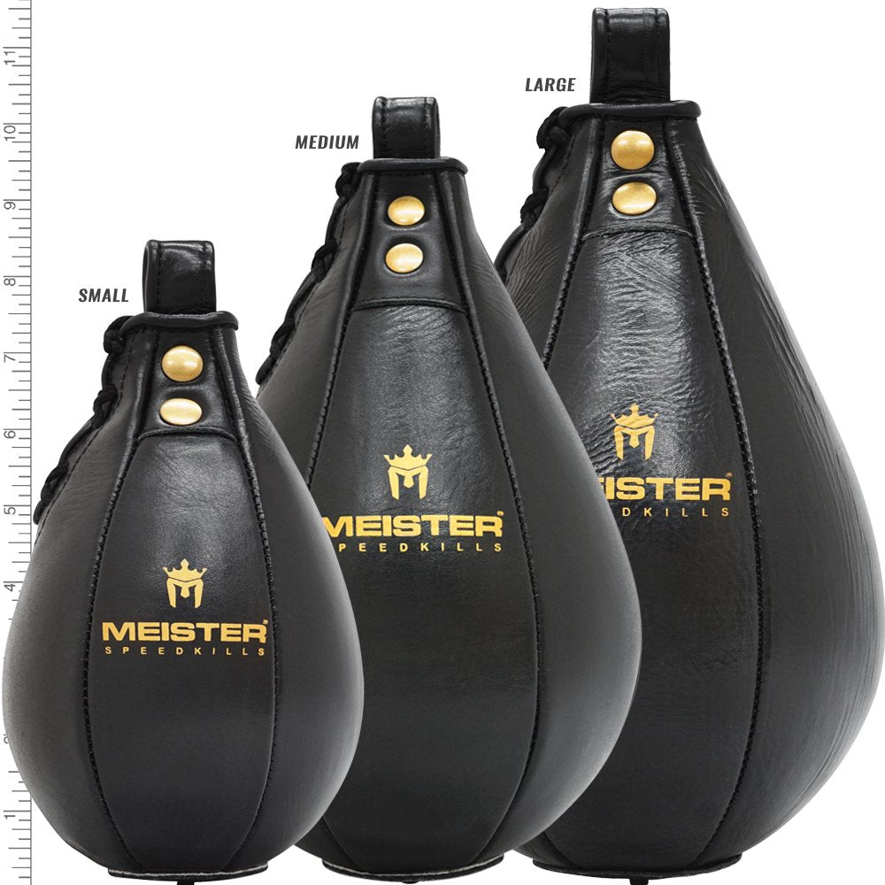 Meister SpeedKills Leather Speed Bag w/Lightweight Latex Bladder - Black - Large (10.5" x 7") (26.7 cm x 17.8 cm)