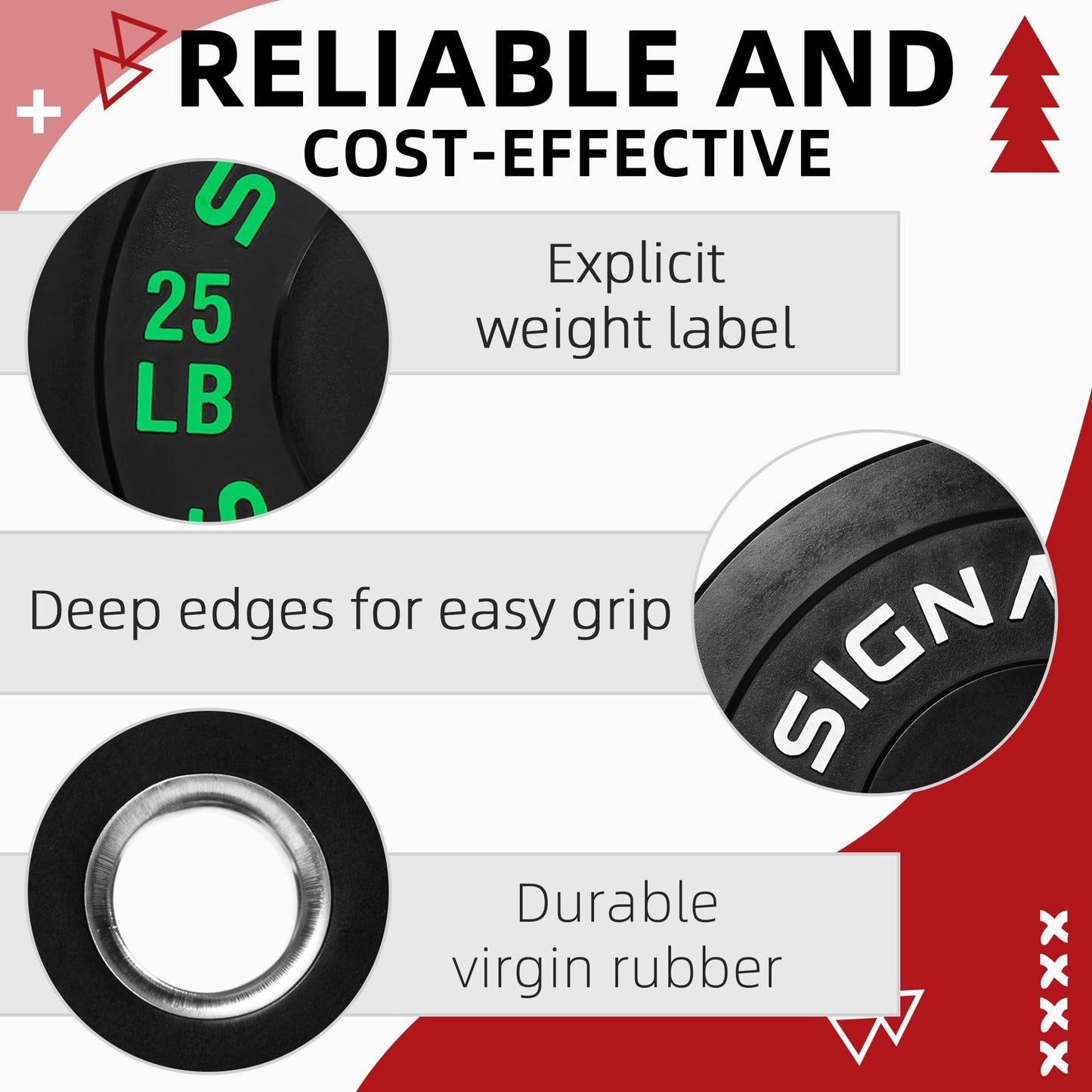 Fitvids 2-Inch Olympic Rubber Weight Plates Sets, Bumper Plates Set with Barbell for Strength Training, 100 Lbs Set, Color