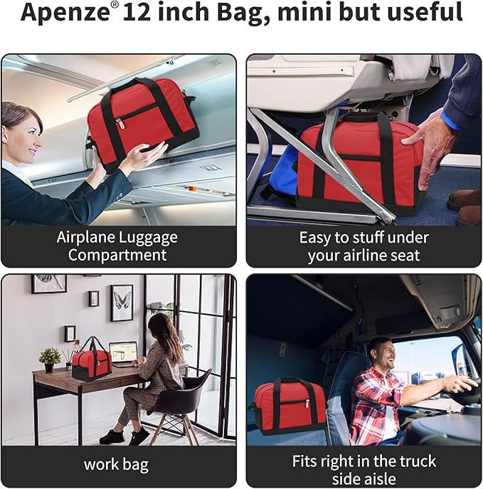 Small Gym Bag Carry On Bag - 12 in Mini Duffle Bag Lightweight for Overnight Travel（Red)