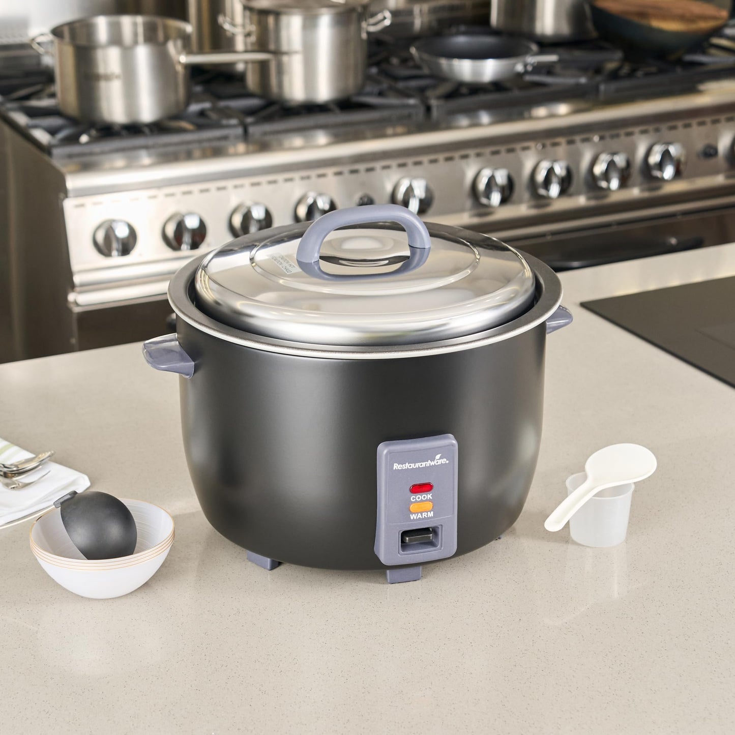 Restaurantware Commercial Rice Cooker 60 Cup Heavy-Duty Steel Industrial Rice Warmer With Nonstick Interior Black Ideal For Catering And Buffet Use