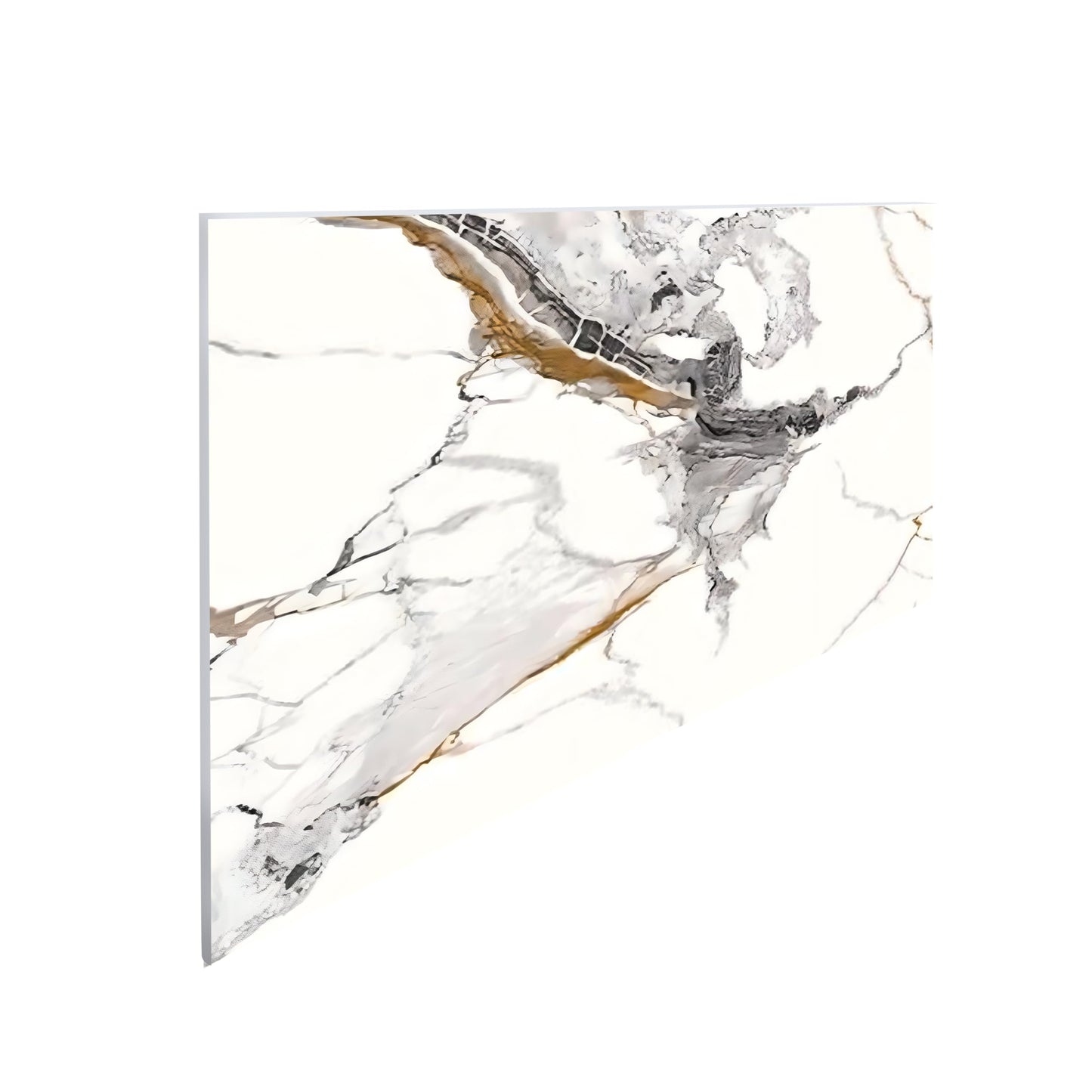 Dundee Deco Faux Marble Wall Panels - 2 ft X 4 ft - Glossy, Waterproof Indoor Wall Cladding - White, Black, Brown Veins - Set of 4 - Covers 31 sq ft