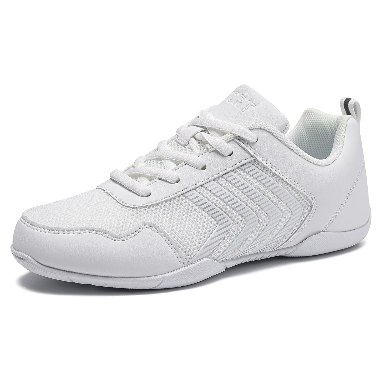 LANDHIKER White Cheer Shoes for Girls Womens Cheerleading Shoes Youth Competition Cheerleading Shoe Sports Tennis Training Athletic Flats Breathable Soft Comfortable Kids Cheer Sneaker Size