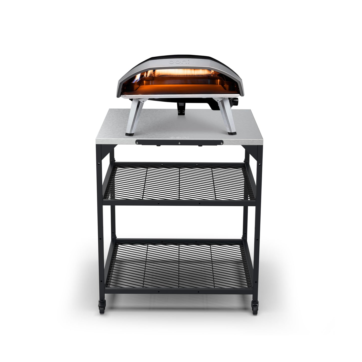 ooni Large Modular Outdoor Table - 31x31x35 Inch Stainless Steel Pizza Oven Stand, Barbecue Cart, Outdoor Pizza Station