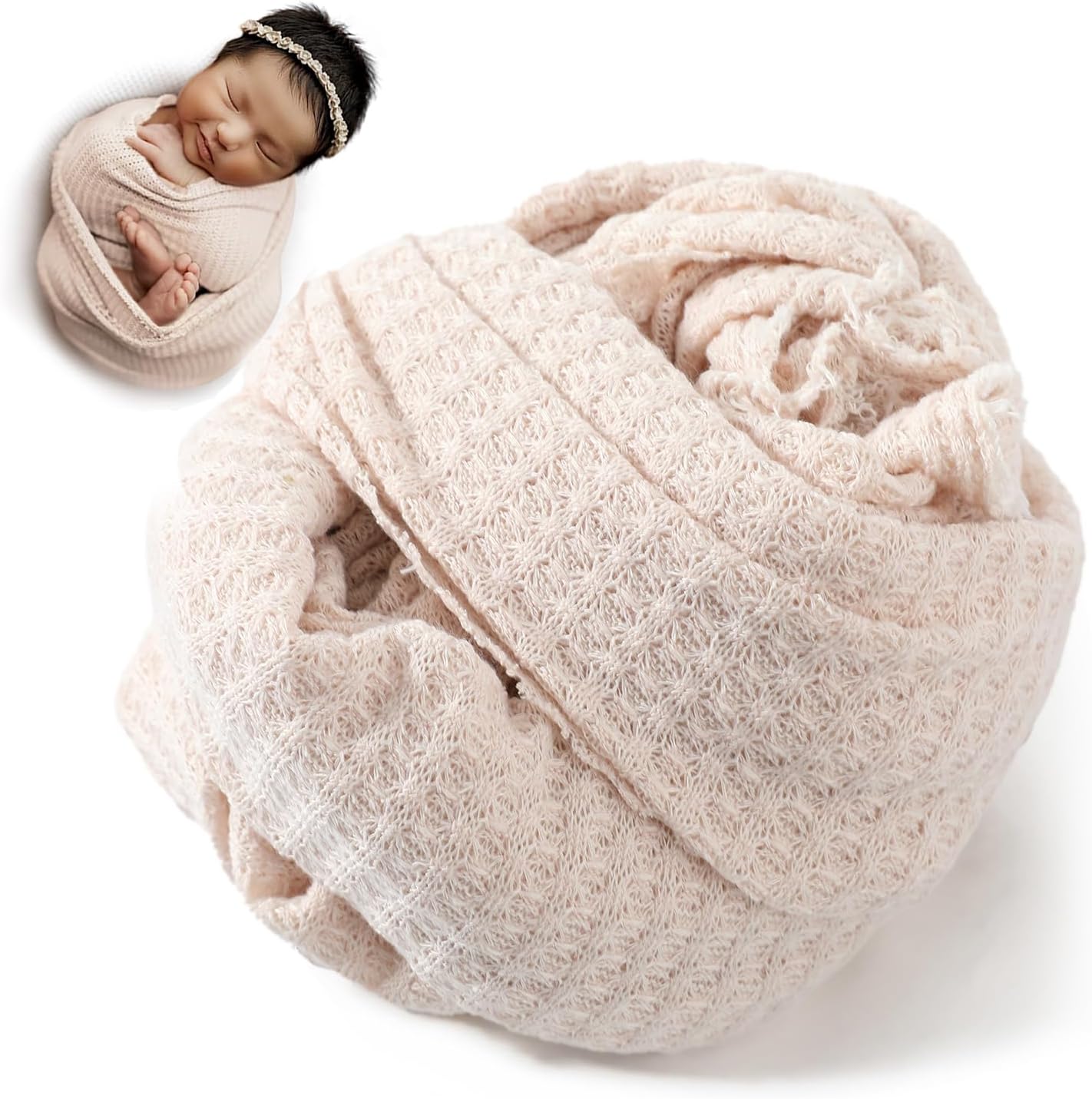 ForBaysy Newborn Photography Props for Baby Boys and Girls Newborn Wraps for Infant Baby Photoshoot Waffle Texture Knit