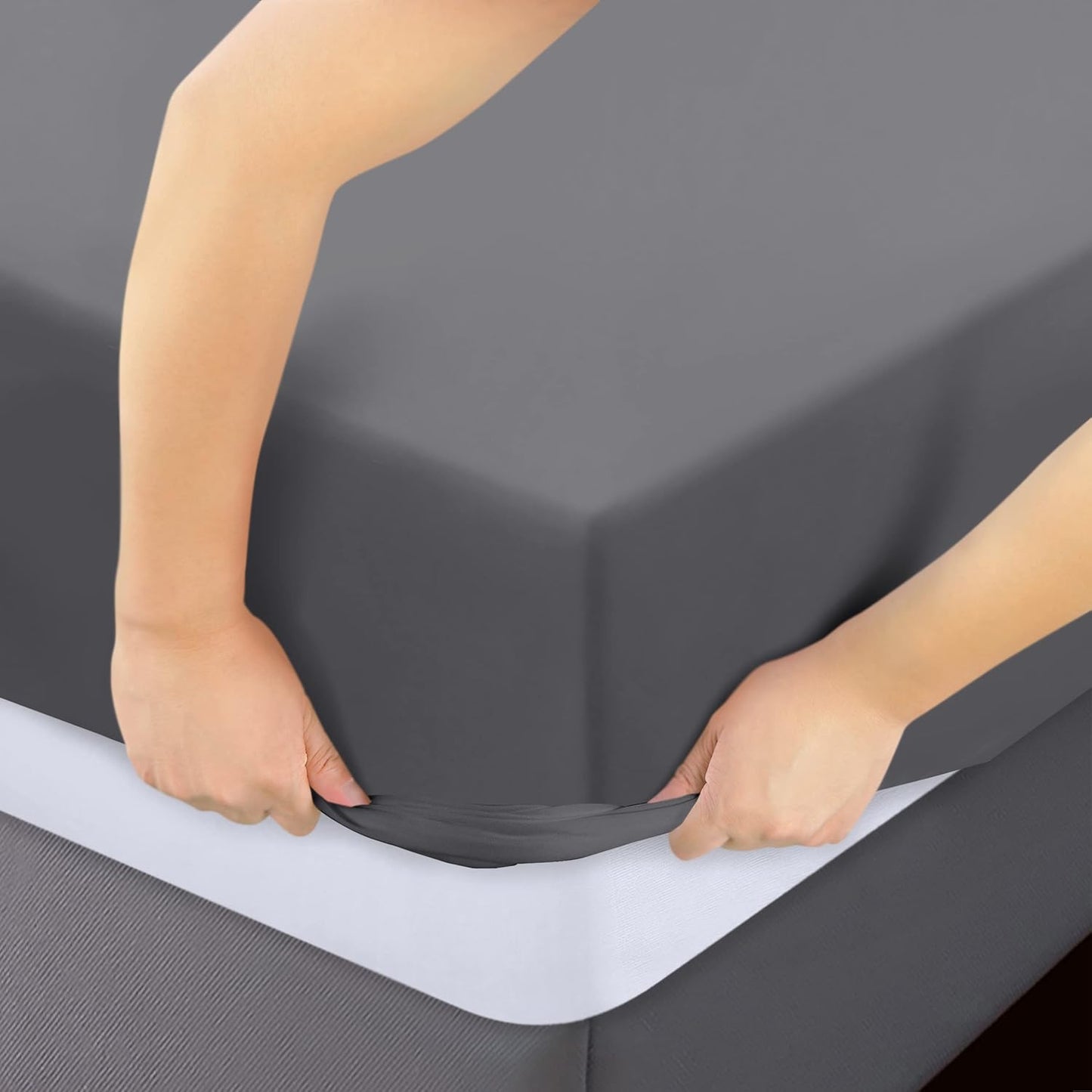 Utopia Bedding Twin XL Fitted Sheets - Soft Brushed Microfiber with Deep Pockets - 2 Pack in Grey