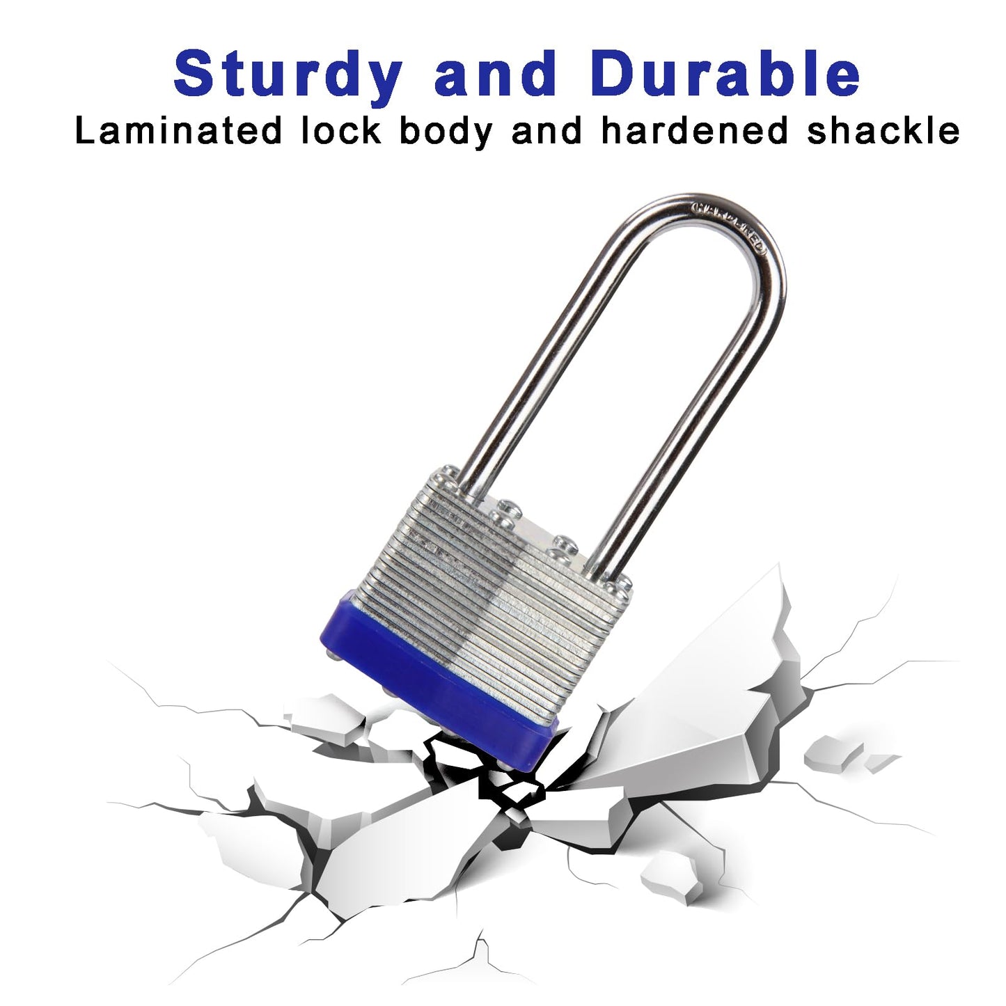 SEPOX® 2PCS Heavy Duty Padlock Keyed Alike, 2-3/8" Extra Long Shackle, 40MM 1-9/16" Laminated Steel Lock Body, Ideal for Gym Locker, Sheds, Gate, Warehouse, Tool Box, Hasp (4 Keys Same)