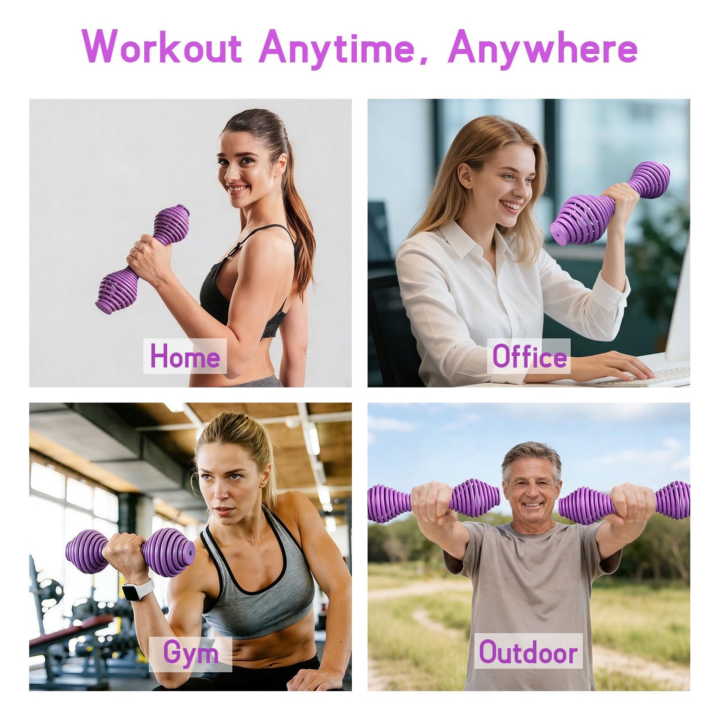 WITSPARKLLE Hand Weights Set of 2, 5.5 lb Dumbbells for Women, Solid Steel Core Spring Dumbbell Set, Non-Slip Free Weights for Pilates, Home Gym, Arm Workouts and Strength Training, Purple