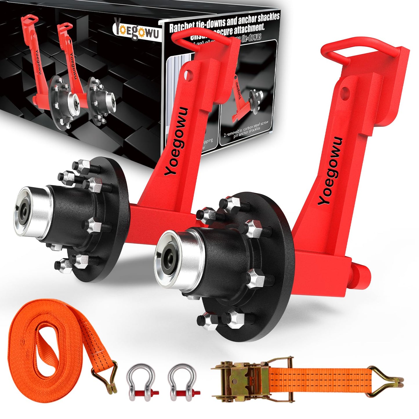 2-Pack Shipping Container Wheels Kit with 8 Lug Bolt-On Spindle,Heavy-Duty Shipping Container Axles for Up to 40ft Containers, 15000LB Capacity, Shipping Container Accessories (8 Lug x 6.5)