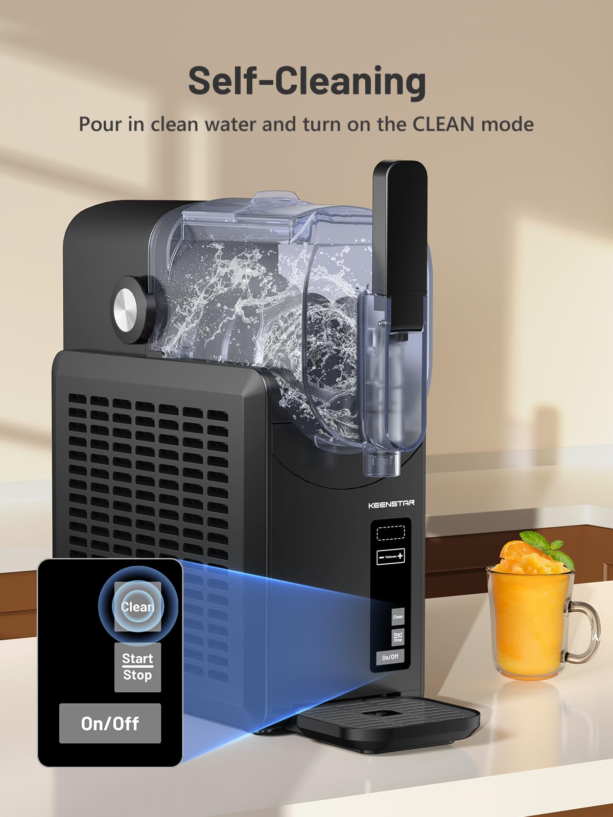 KEENSTAR Slushie Machine, Slushy Machine for Home, Professional Frozen Drink Maker with Self-Cleaning, No Ice Needed, 6 Preset Programs for Margaritas, Frappés, Milk Shake & More