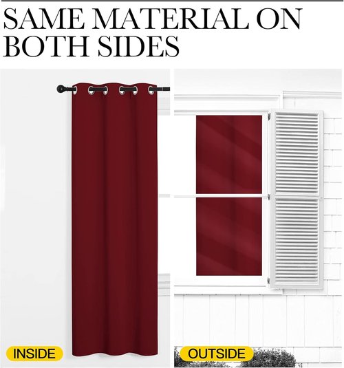 NICETOWN Blackout Curtains - Thermal Insulated Grommet Drapes for Small Kitchen Window | 42x50 Inches, Burgundy Red