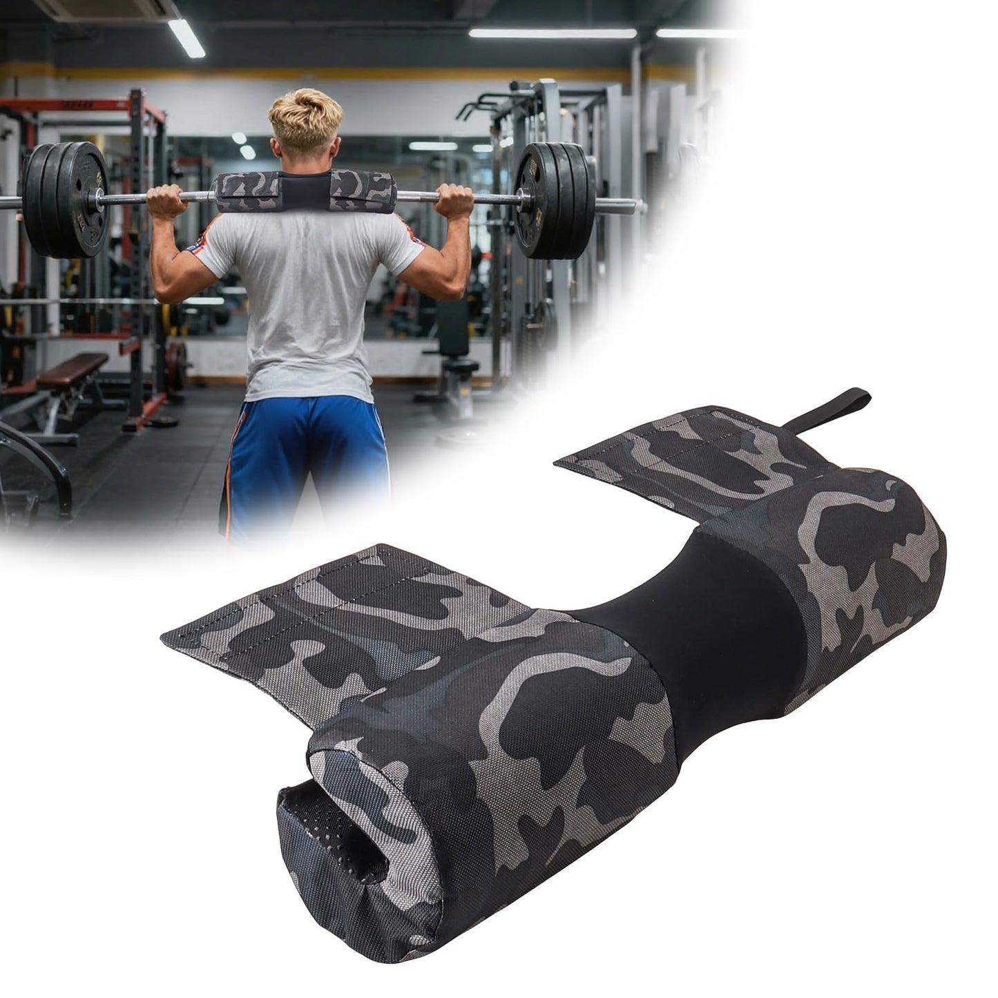 Tobefore Barbell Pad for Hip Thrusts & Squats - Extra Thick Non-Slip Cushion with Adjustable Strap, Fits Olympic/Standard Bars & Smith Machine