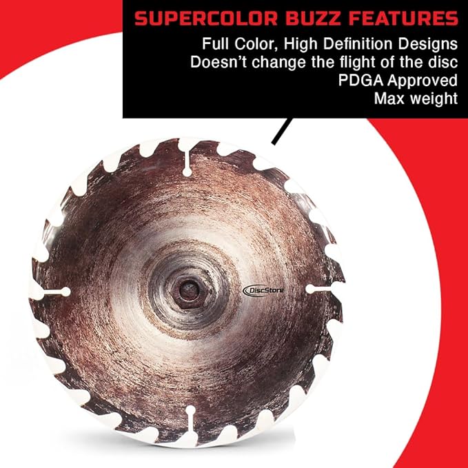 Discraft ESP Buzzz Supercolor Midrange Disc Golf Disc - Custom Design Discraft Discs - Straight Flying and Great for All Skill Levels - Free Mini Marker Included