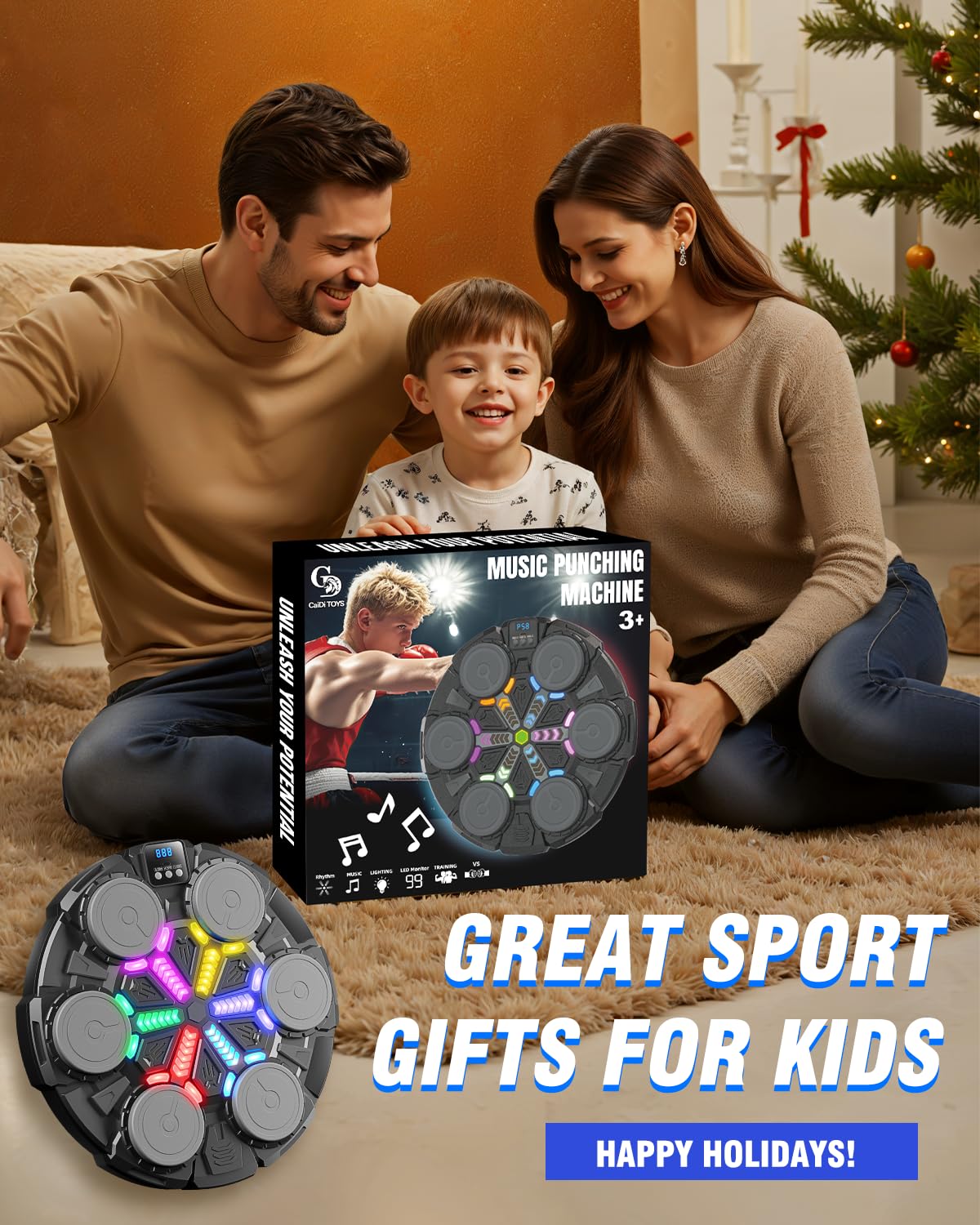 Oppvoci Upgraded Music Punching Machine for Kids and Adults, Wall Boxing Punching Pad with Bluetooth & Rhythm Lights, 3 Speed Modes, Home Fitness Boxing Equipment with Gloves for Boys Girls Teenagers