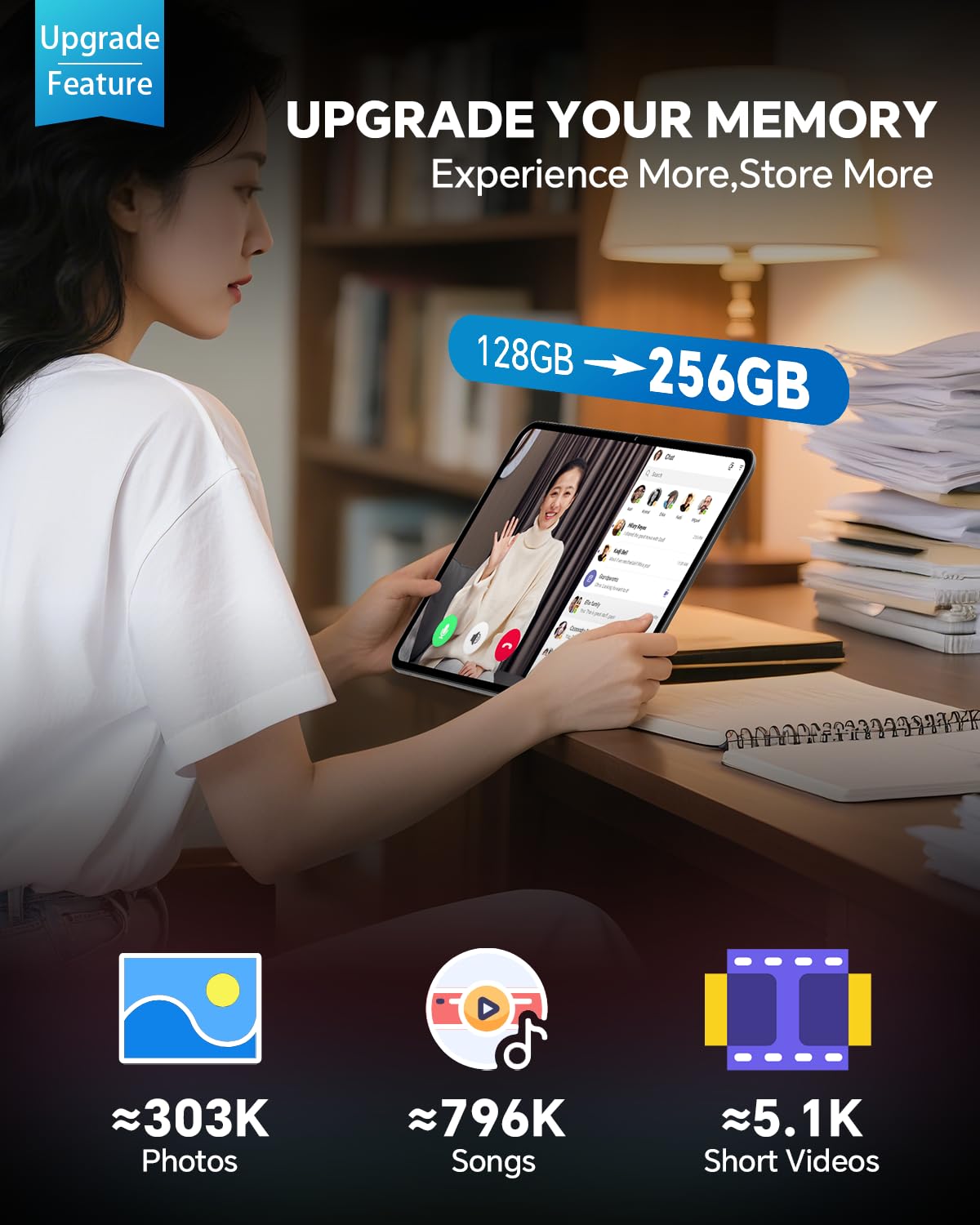 TECLAST Android 16 T65 13.4 inch Large Tablet, 256GB ROM, 12H 10000mAh Battery, 120Hz 1920x1200 IPS Display, 2.2Ghz Octa-Core Processor, 2.4/5G Wi-Fi+4G LTE, GPS, Ideal for Streaming and Learning