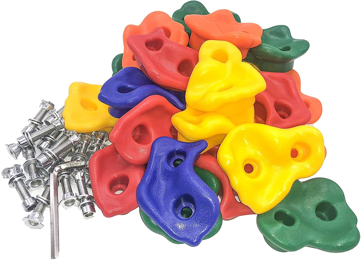 KINSPORY 20pc Rock Wall Climbing Holds Kids & Prise Escalade Enfant, Colourful Pig Nose Shape Climbing Set with Two Blue Handles for Indoor Outdoor Playground PlaySet Building