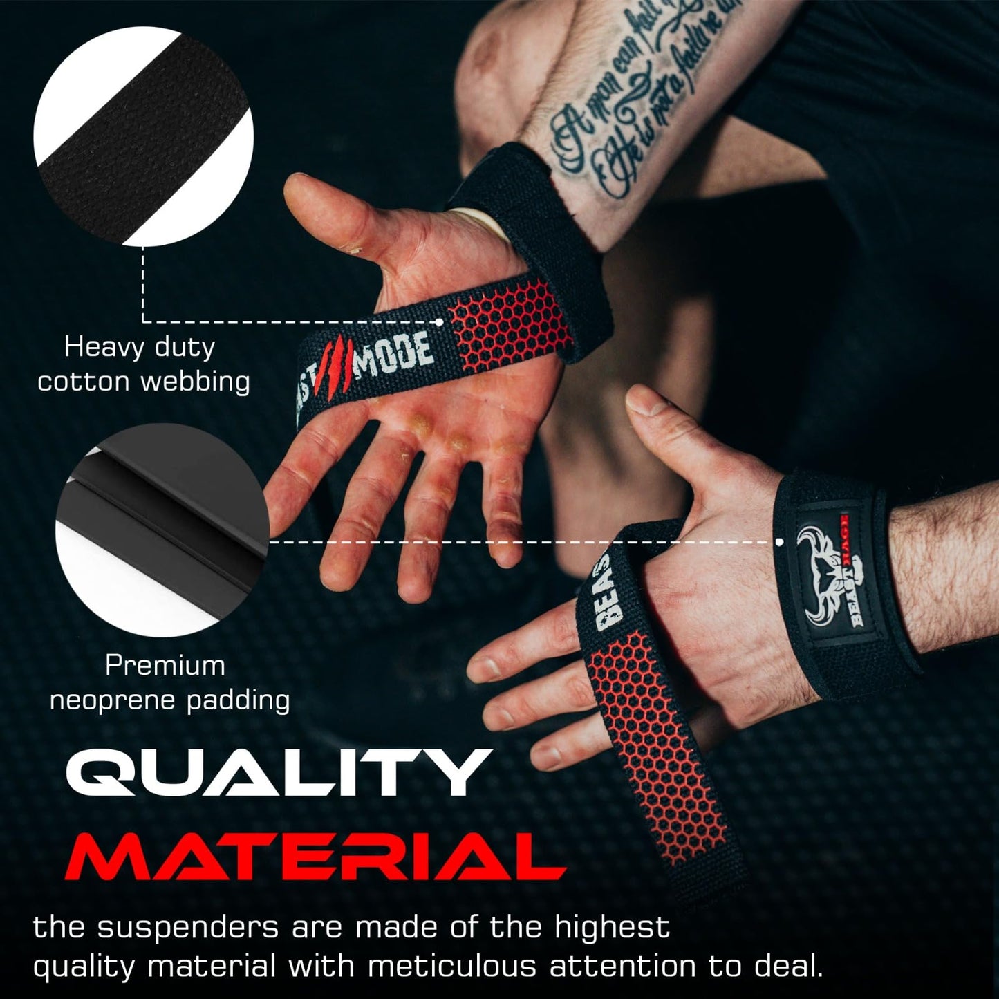 BEAST RAGE Lifting Wrist Straps for Weightlifting, Straps Gym Grip Power Workouts Lifting Straps Padded Neoprene & Premium Cotton Men Women, Deadlift Bodybuilding Exercise Lifting Straps (Gel)