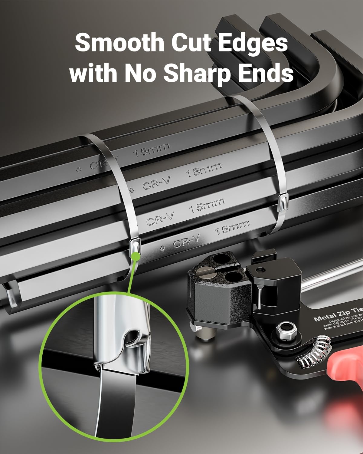 100 11.8 Inch 304 Metal Zip Tie Tool with PCS Stainless Steel Zip Ties, Heavy Duty Zip Tie Cutter and Tighter
