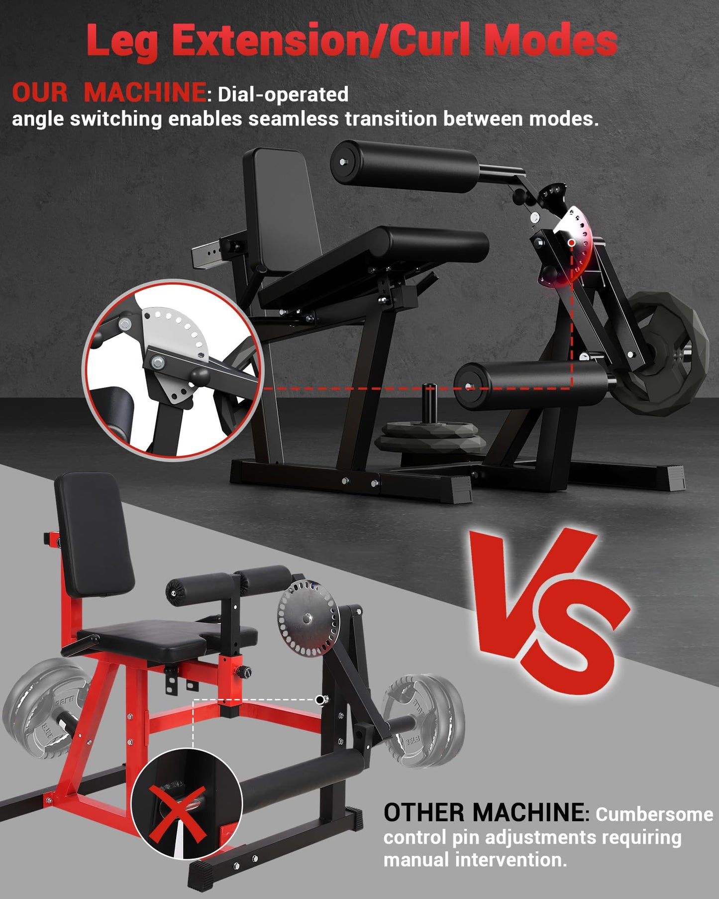 Garvee Leg Extension and Curl Machine, 4 in-1 Leg Press Machines for Home Gym, 700 LBS Weight Capacity Adjustable Workout Equipment, Exercise Bench for Lower Body (Black)