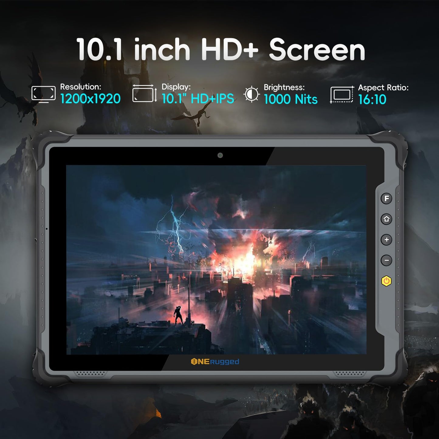 ONERugged Rugged Tablet M10J, 10.1 inch Windows 11 Pro Tablet, 8GB+128GB, Celeron N5100, IP65 Waterproof, MIL-STD-810H, 5000mAh, Industrial Outdoor Work PC w/ 8MP+5MP Camera, 4G LTE/WiFi/BT 5.0/NFC