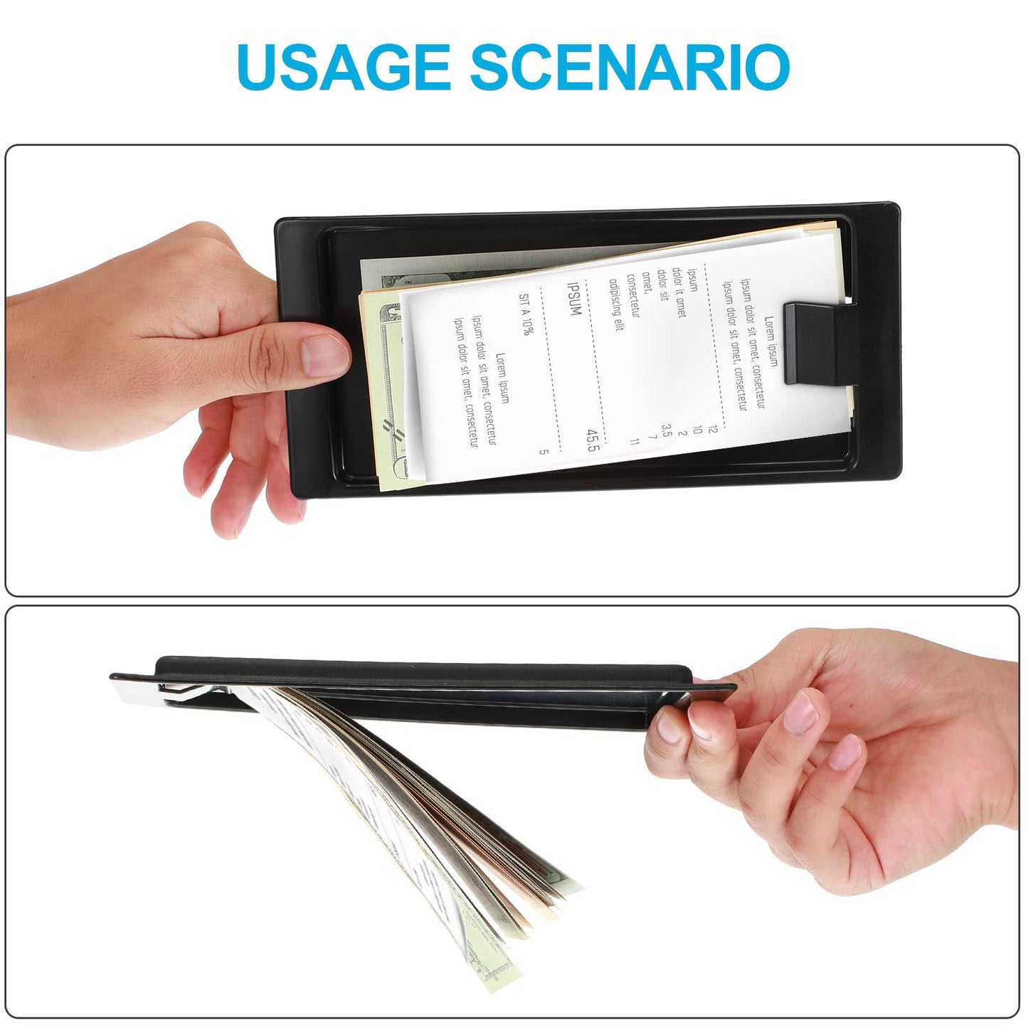 Black Check Holders, Check Presenters for Restaurants, Trays Guest, Tip Trays Waitress, Bill Holder Guest for Restaurants, Bars, Hotels(16 Pieces)
