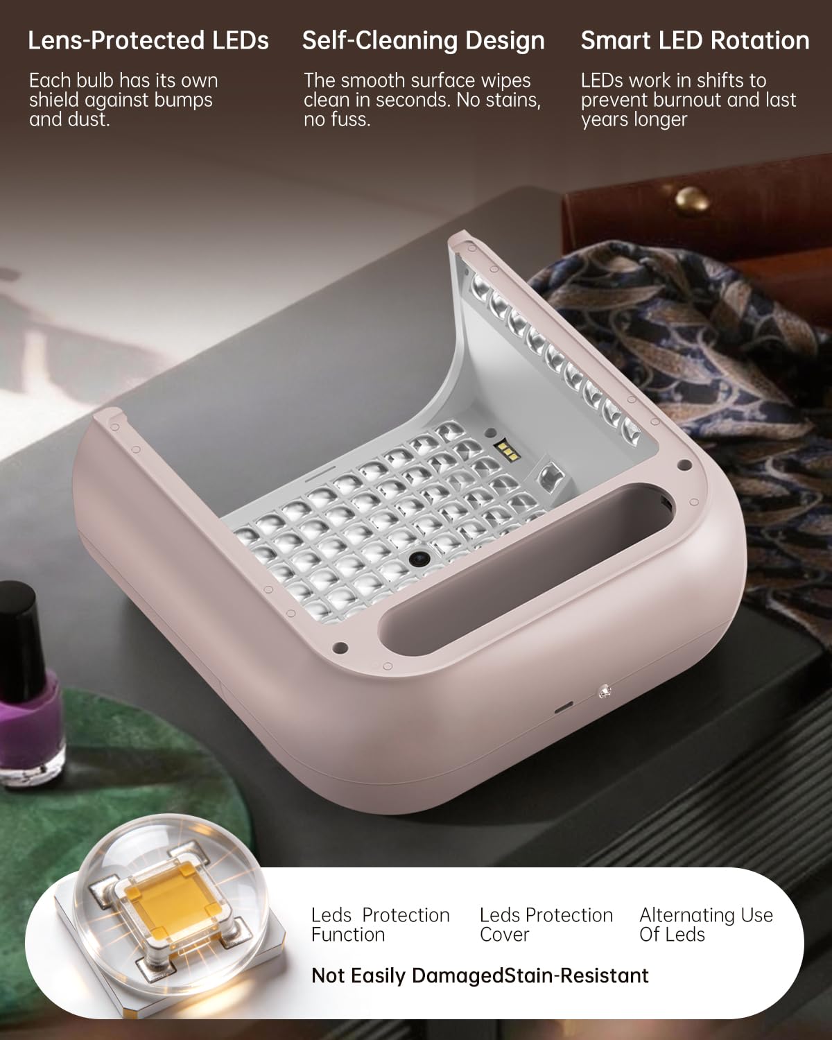 AI UV LED Nail Lamp for Gel Nails-ONAIL Professional Smart Nail Dryer with AI Nail Detection, Pain-Free Fast Curing 109 LEDs Skin-Safe UV Light, Salon Nail Lamp for Nail Gel Pink(Battery Not Included)