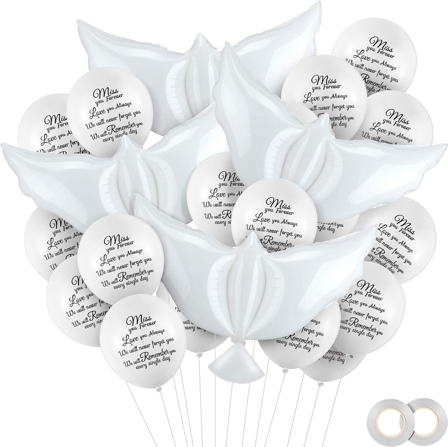 Skylety 36 Pcs Memorial Balloons - Peace Dove Balloons for Remembrance | White Helium Decorations