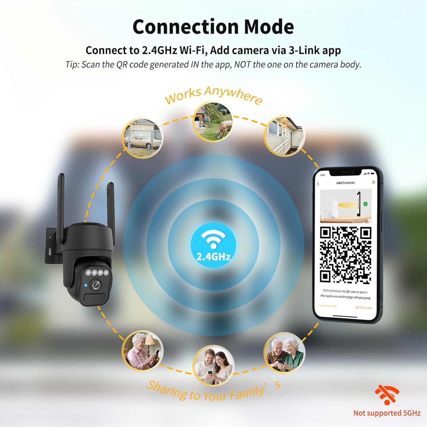WY-LINK 360 Solar Camera Outdoor Wireless, Cameras for Home Security, Two-Way Talk, Auto Tracking, Light Alarm, Color