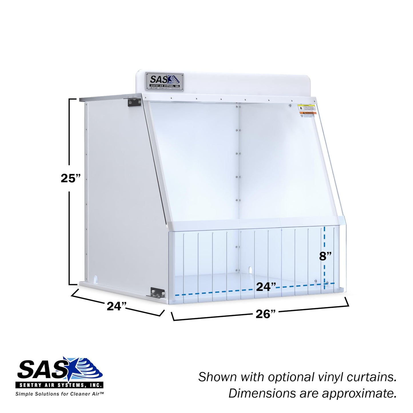 24” Wide Ducted Fume Hood, Exhaust Hood for Laboratory Fume Control, Chemical Fumes, Pharmaceutical Compounding, 3D Printing, and other Fumes/Odors