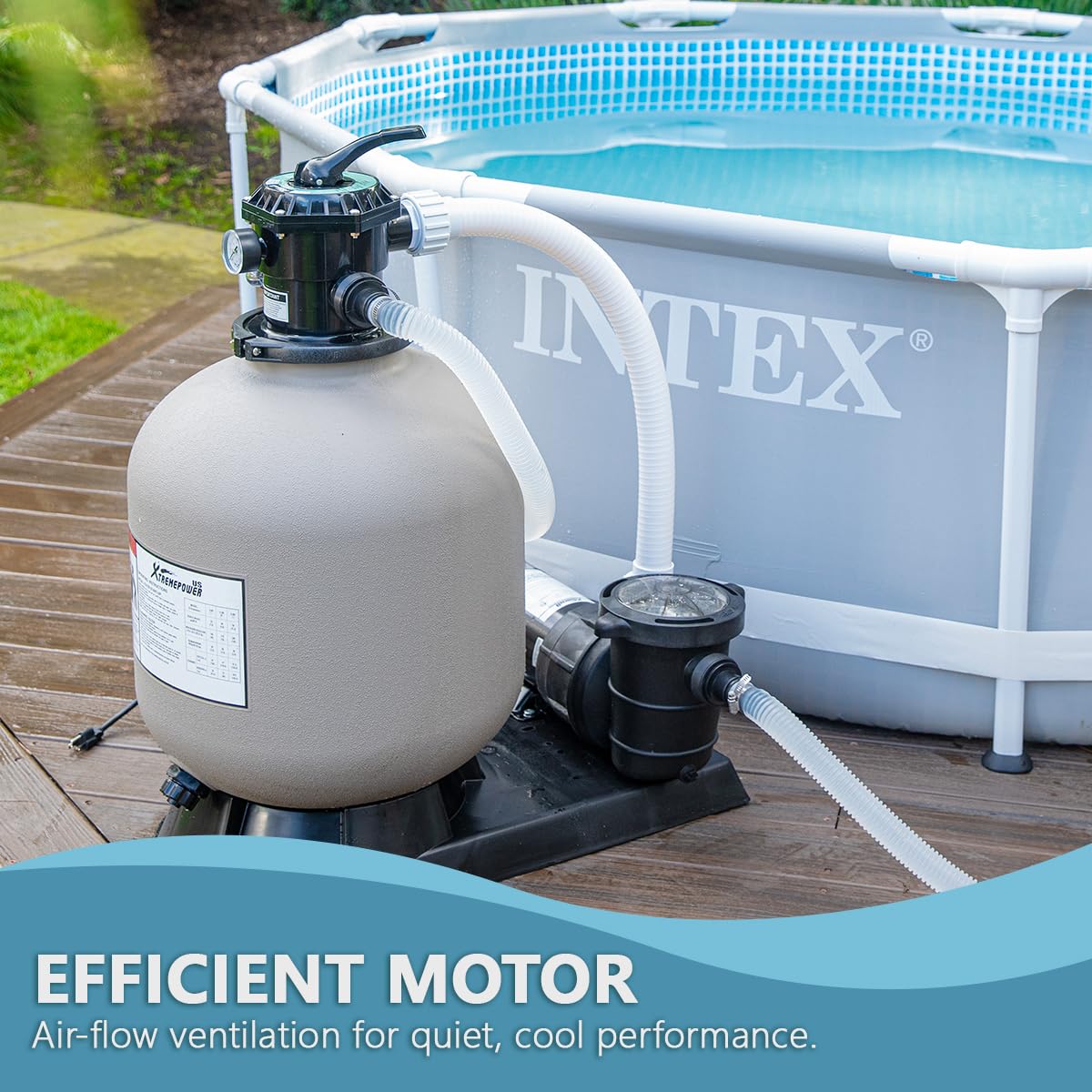 XtremepowerUS 1.5HP High Flow Pool Pump Self Prime for Above Ground Swimming Pool Spa Pump Flow 5400GPH 1.5" Large Strainer Basket Filter