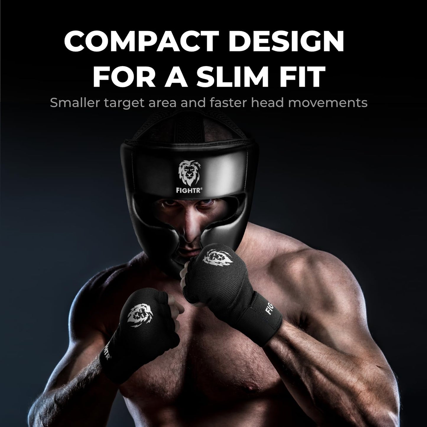 FIGHTR® Boxing Headgear with Best fit | Boxing Helmet Guard for Sparring | Adjustable Size for Boxing, MMA, Muay Thai, Kickboxing & Martial Art (Black, L)
