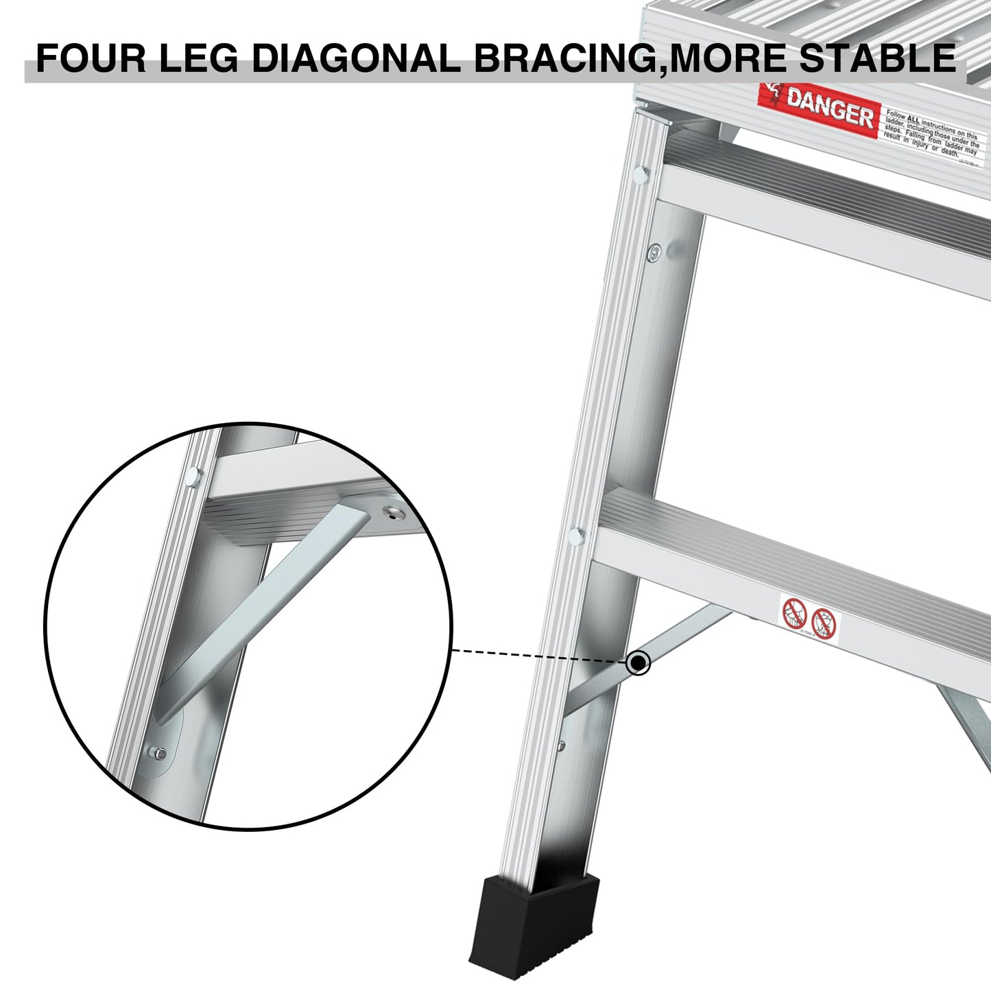 Sailret 40" Aluminum Folding Work Platform/Step Stool - 225 LBS, Non-Slip, Ultra-Stable, Portable Ladder Bench for Washing, Cleaning, Painting, ANSI Compliant
