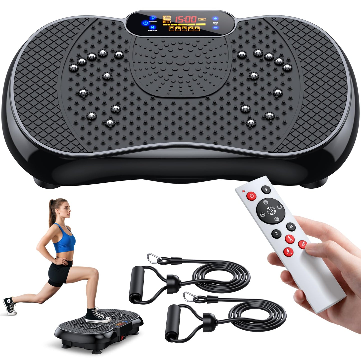 PBYRD Vibration Plate Exercise Machine 2025 Upgraded Vibrating Plate for Lymphatic Drainage Weight Loss 330Lbs, 999 Adjustable Speeds, Full-Body Shaker Vibration Platform for Women Men, Sport Home Gym