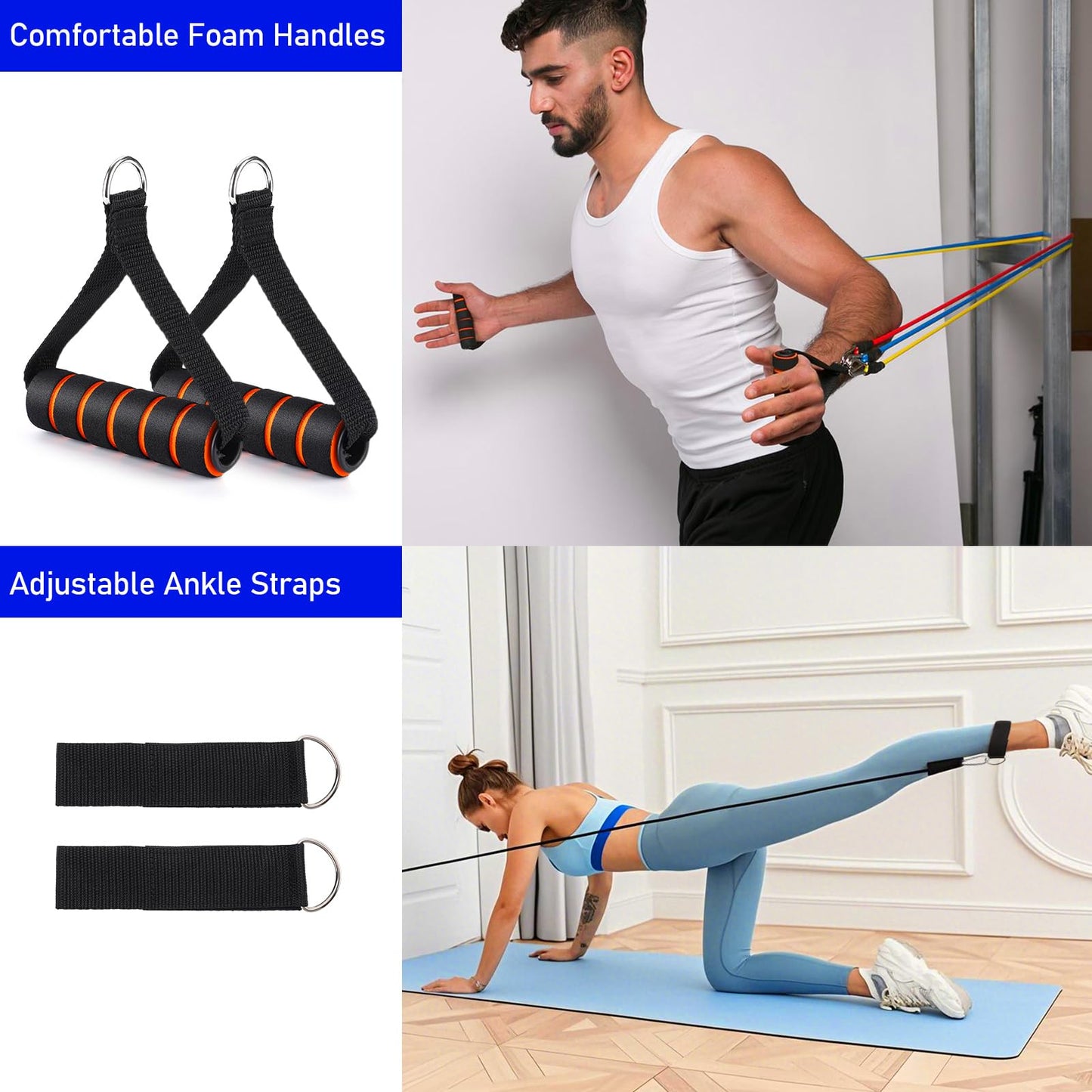 TOBWOLF Resistance Band Wall Mount System, Sturdy Resistance Bands Wall Anchor, Space Saving Home Gym Solution for Strength Training, Wall Mount Workout Anchors Multi-Purpose for Complete Full Body