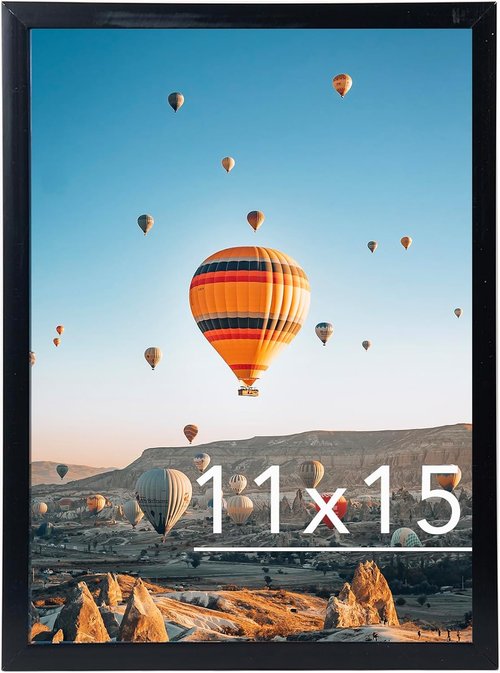 JCJMY Picture Frame - 11x15 Inch Wall Gallery Frame in Black | Horizontal & Vertical Formats with Shatter-Resistant Plexiglass