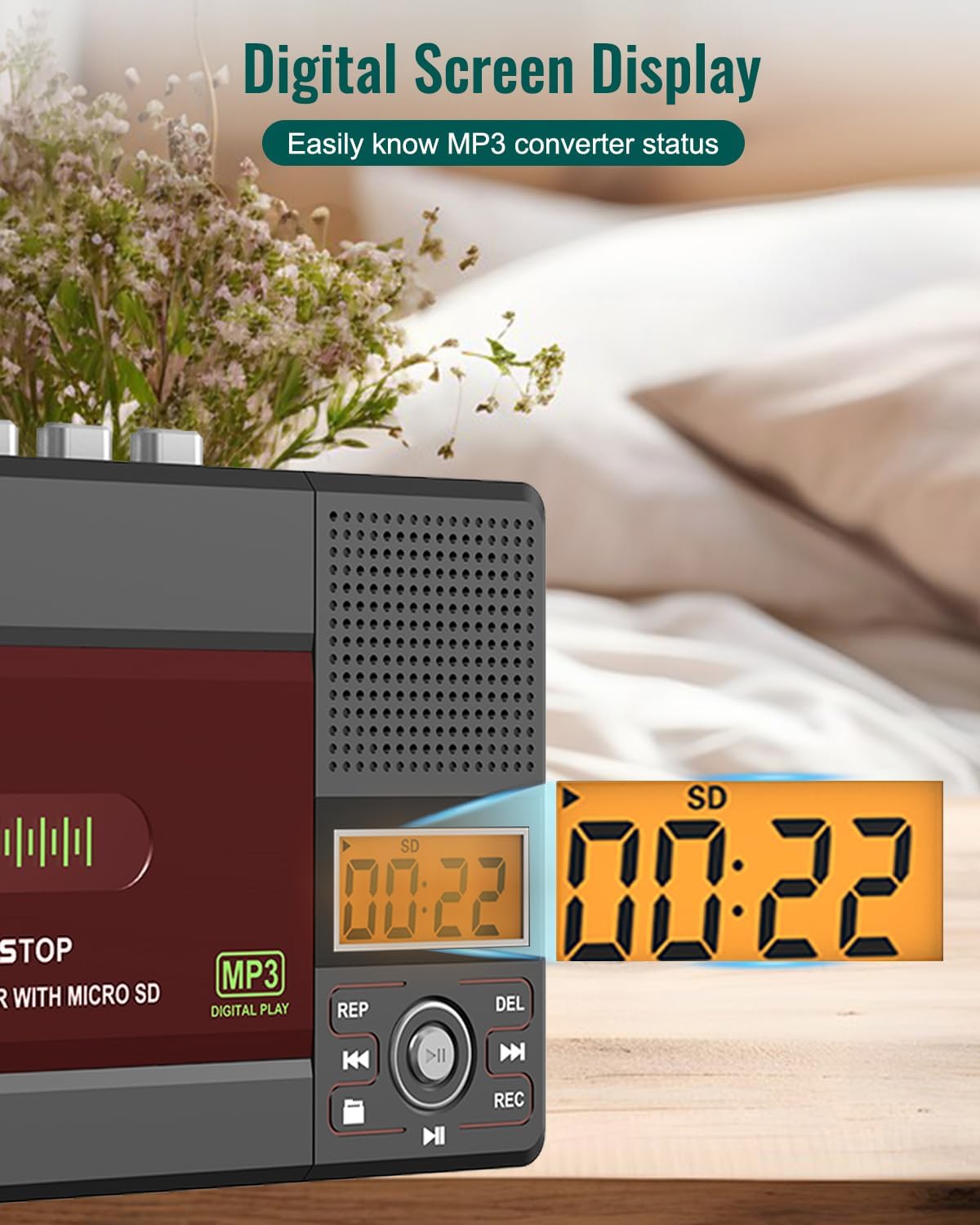 Cassette Cassette MP3 Cassette/Computer/SD 16GB SEMIER Small Tape Player, USB C or SD Card Audio to Digital Converter