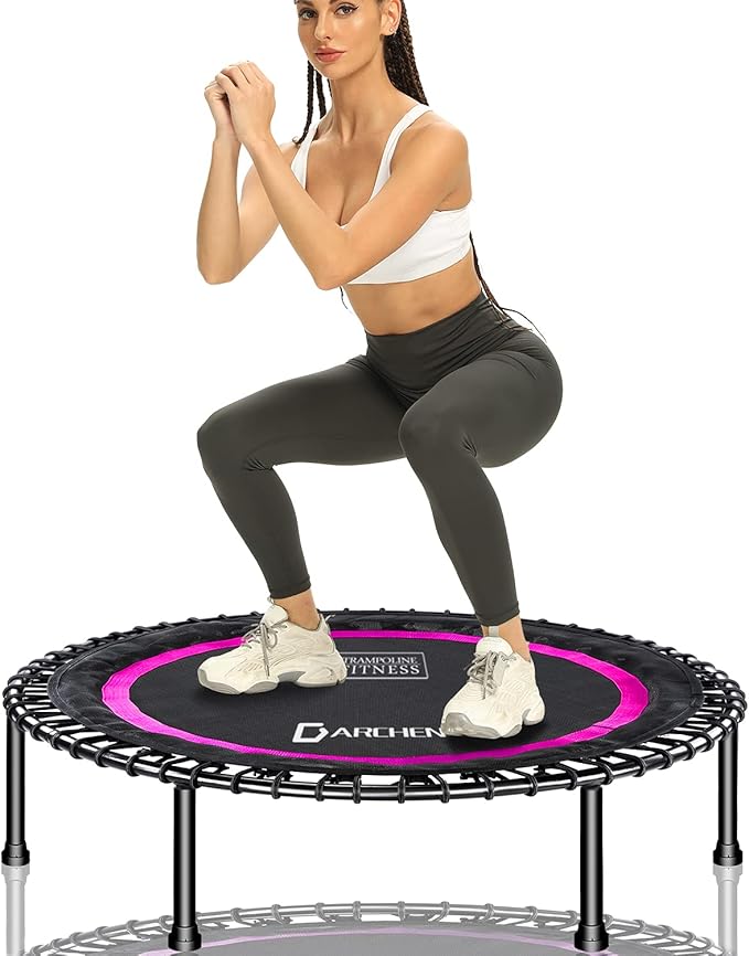 DARCHEN 450 lbs Mini Trampoline for Adults, Indoor Small Rebounder Exercise Trampoline for Workout Fitness for Quiet and Safely Cushioned Bounce, [40 Inch]