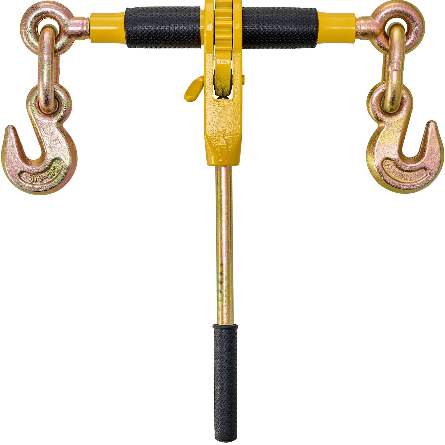 VEVOR 3/8"-1/2" Ratchet Chain Binder with Chain, G80 12000 lbs Secure Limit, Heavy Duty Load, Labor-Saving Anti-Skid Handle, Tie Down Hauling Chain Binders for Flatbed Truck Trailer, 2 Set & Yellow