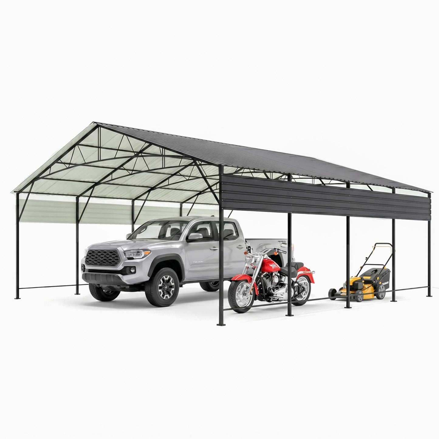 Devoko 20x20 FT Metal Carport, Heavy Duty Car Canopy with Galvanized Steel Roof, Reinforced Base Frame, All-Weather Garage, Outdoor Shelter for Cars, Trucks, Boats, Tractors & RV (Black)